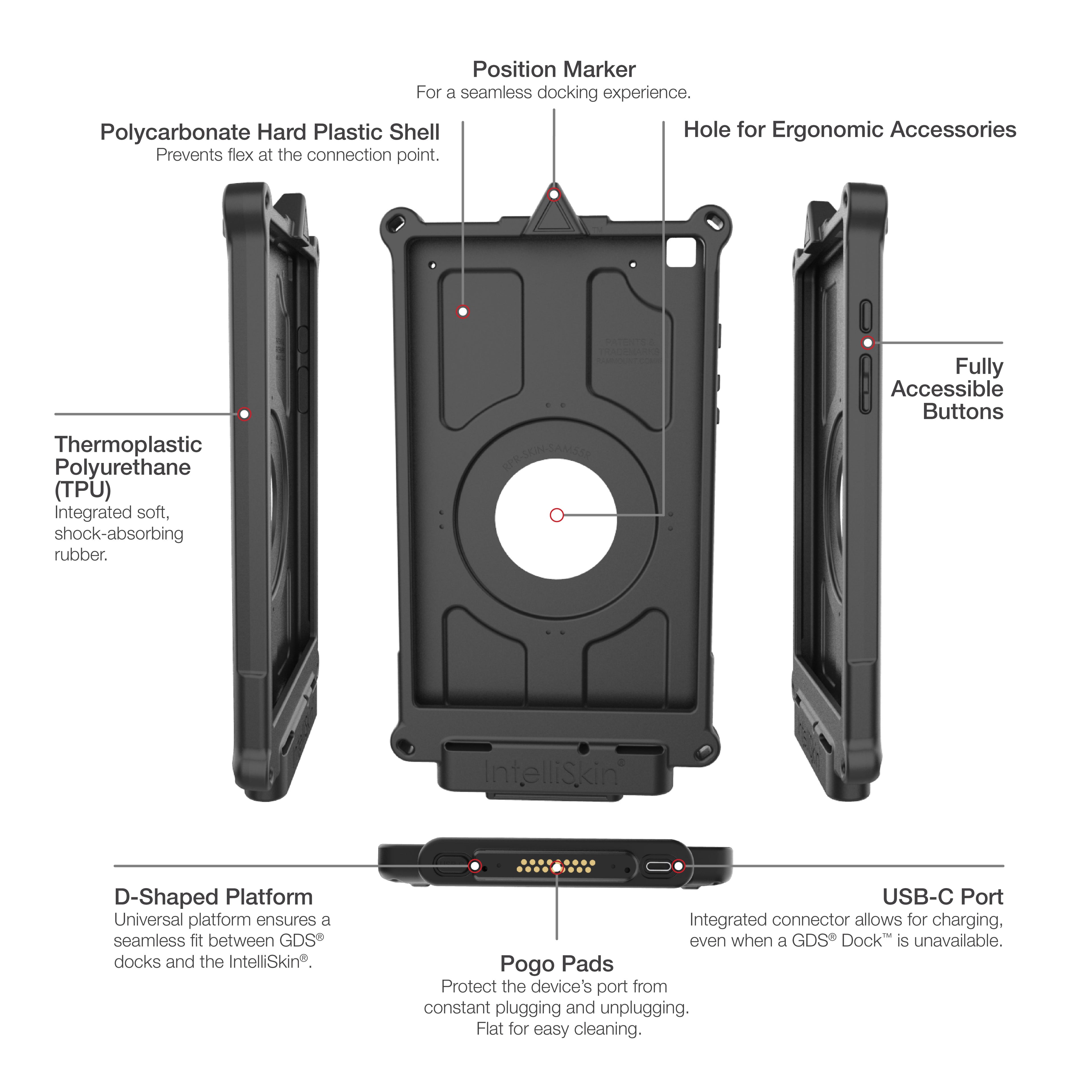 IntelliSkin® Next Gen voor Samsung Tab A 8.0 (2019) SM-T290 & T-295 - RAM Mounts RAM-GDS-SKIN-SAM55-NG afbeelding 5