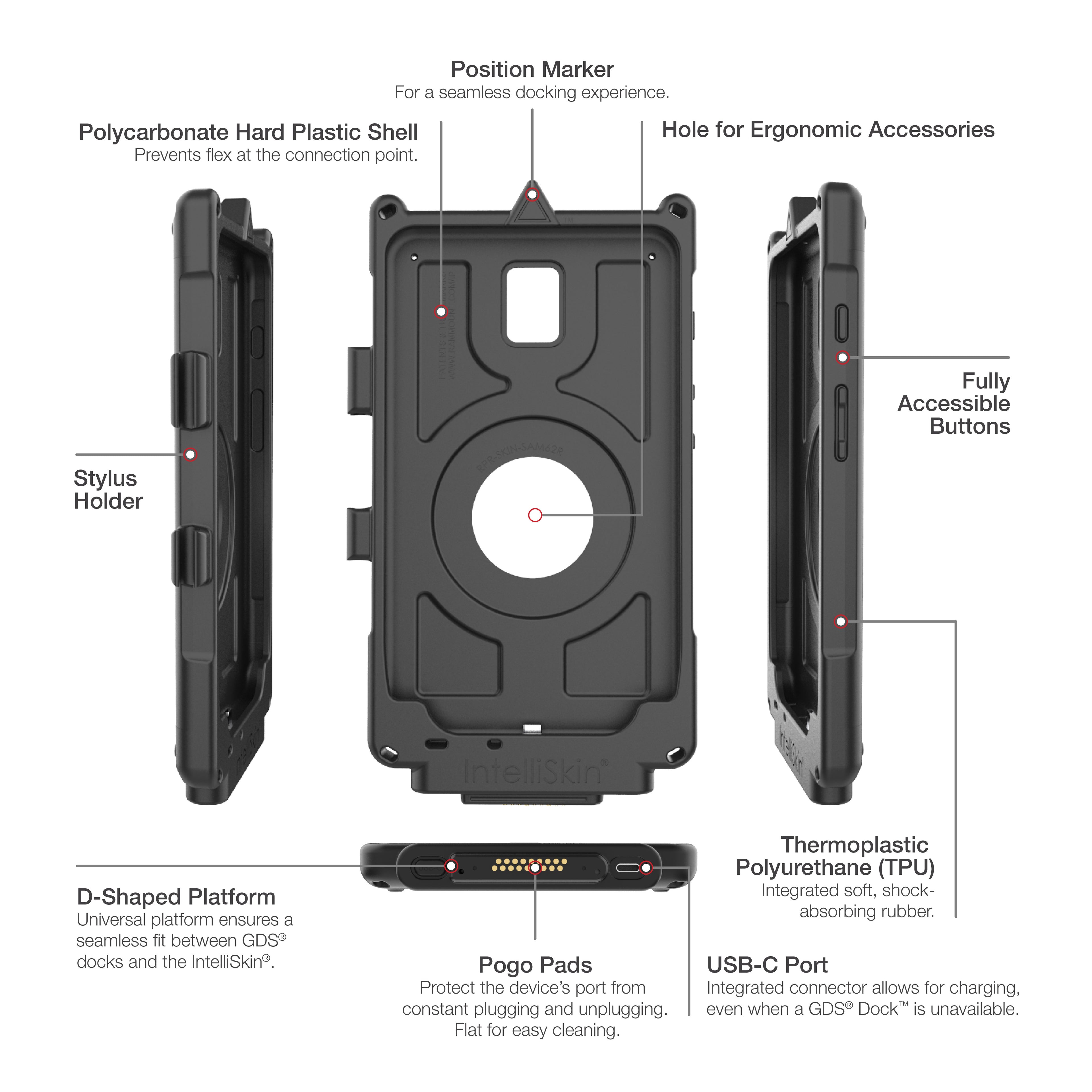 IntelliSkin® Next Gen voor Samsung Tab Active2 - RAM Mounts RAM-GDS-SKIN-SAM62-NG afbeelding 4