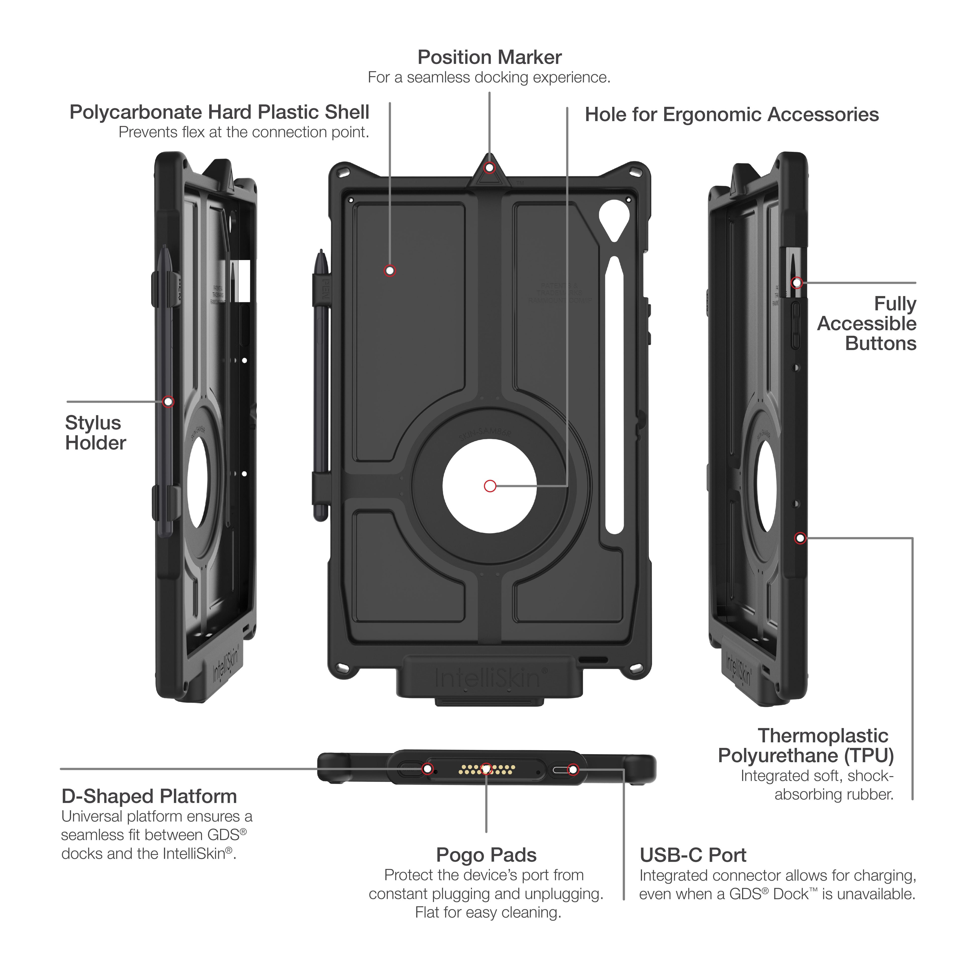 IntelliSkin® Volgende Generatie voor Samsung Tab S9, S9 FE, S10 FE & S10 Lite - RAM Mounts RAM-GDS-SKIN-SAM86-NG afbeelding 4