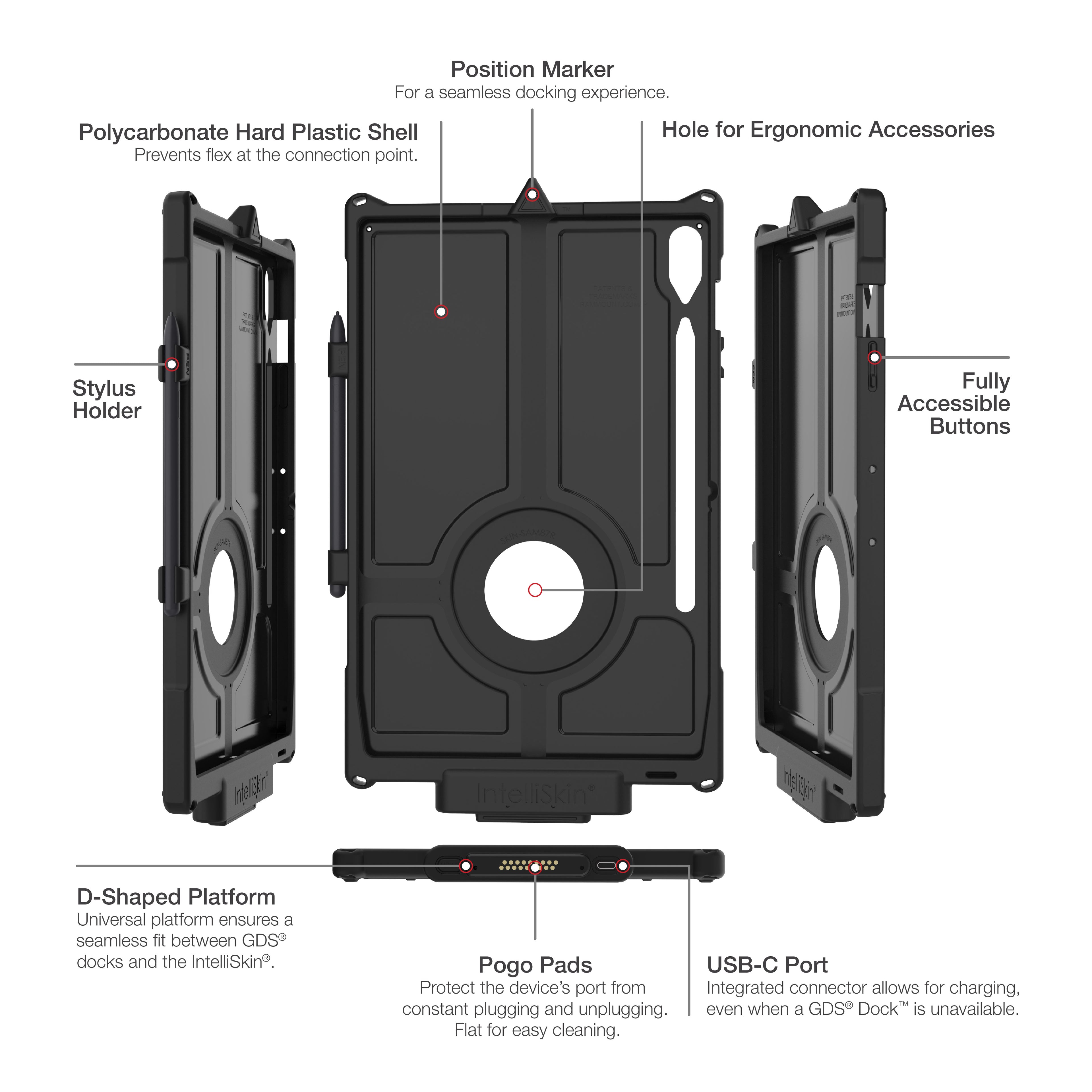 IntelliSkin® Next Gen voor Samsung Tab S10+, S9+ en S9 FE+ - RAM Mounts RAM-GDS-SKIN-SAM87-NG afbeelding 4