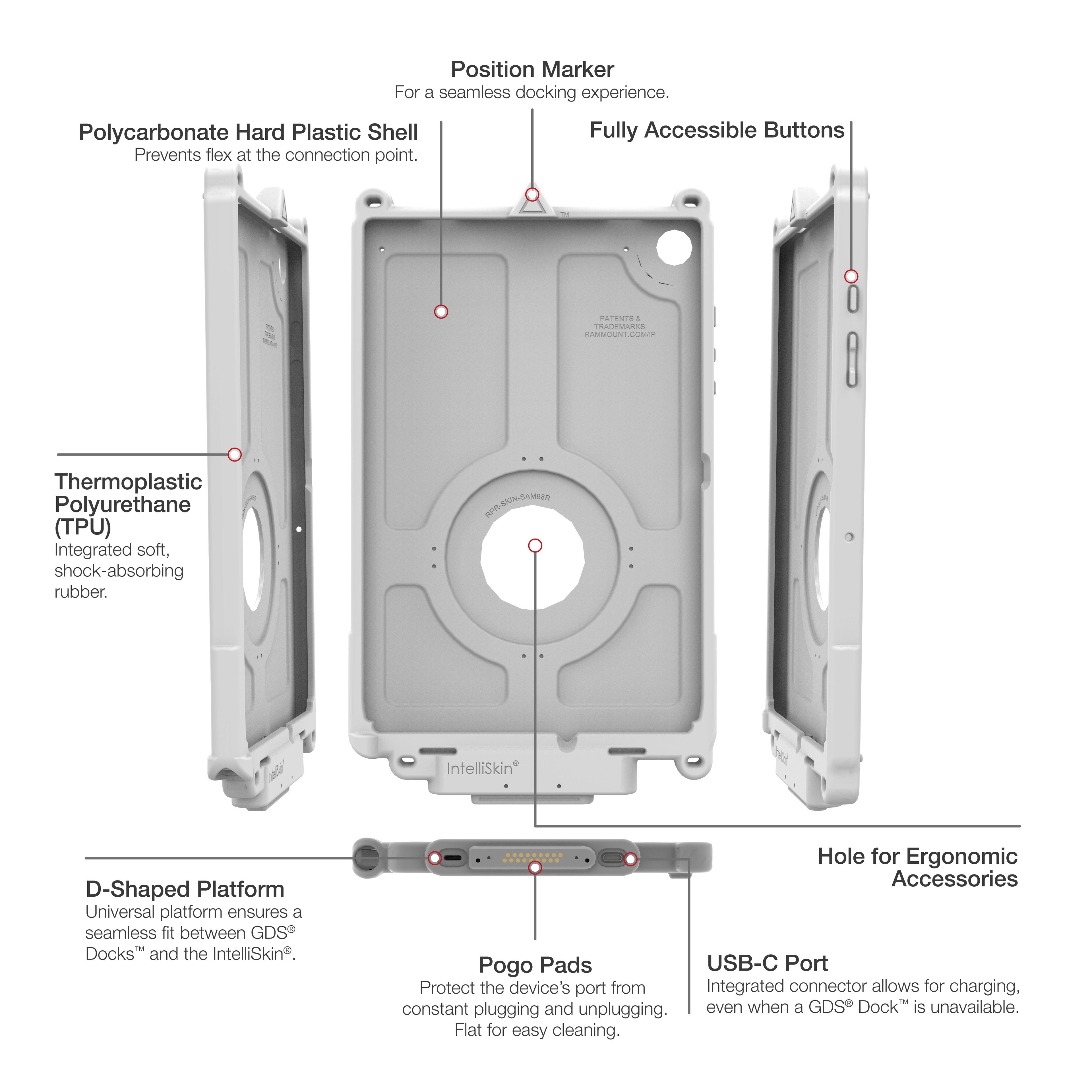 IntelliSkin® Next Gen voor Samsung Tab A9+ - Grijs - RAM Mounts RAM-GDS-SKIN-SAM88-NG-GRY afbeelding 6