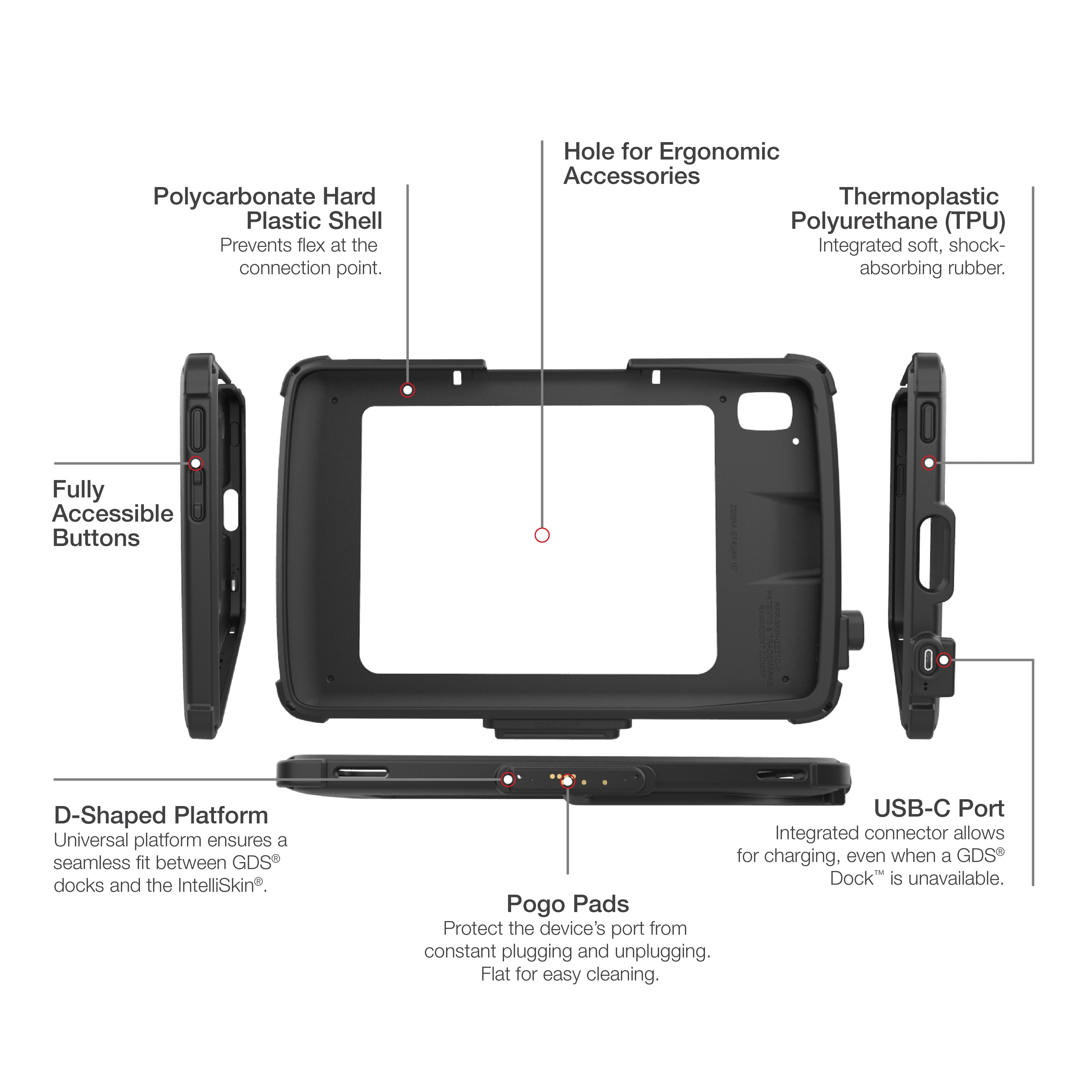 IntelliSkin® Next Gen voor Zebra ET4x 10" Enterprise Tablet - RAM Mounts RAM-GDS-SKIN-ZE21C-NG afbeelding 8