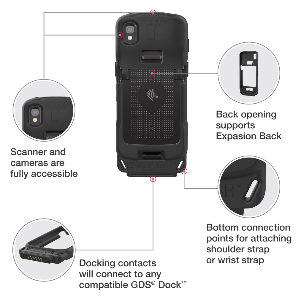 IntelliSkin® voor Zebra TC0.81481481481481 - RAM Mounts RAM-GDS-SKIN-ZE24 afbeelding 5