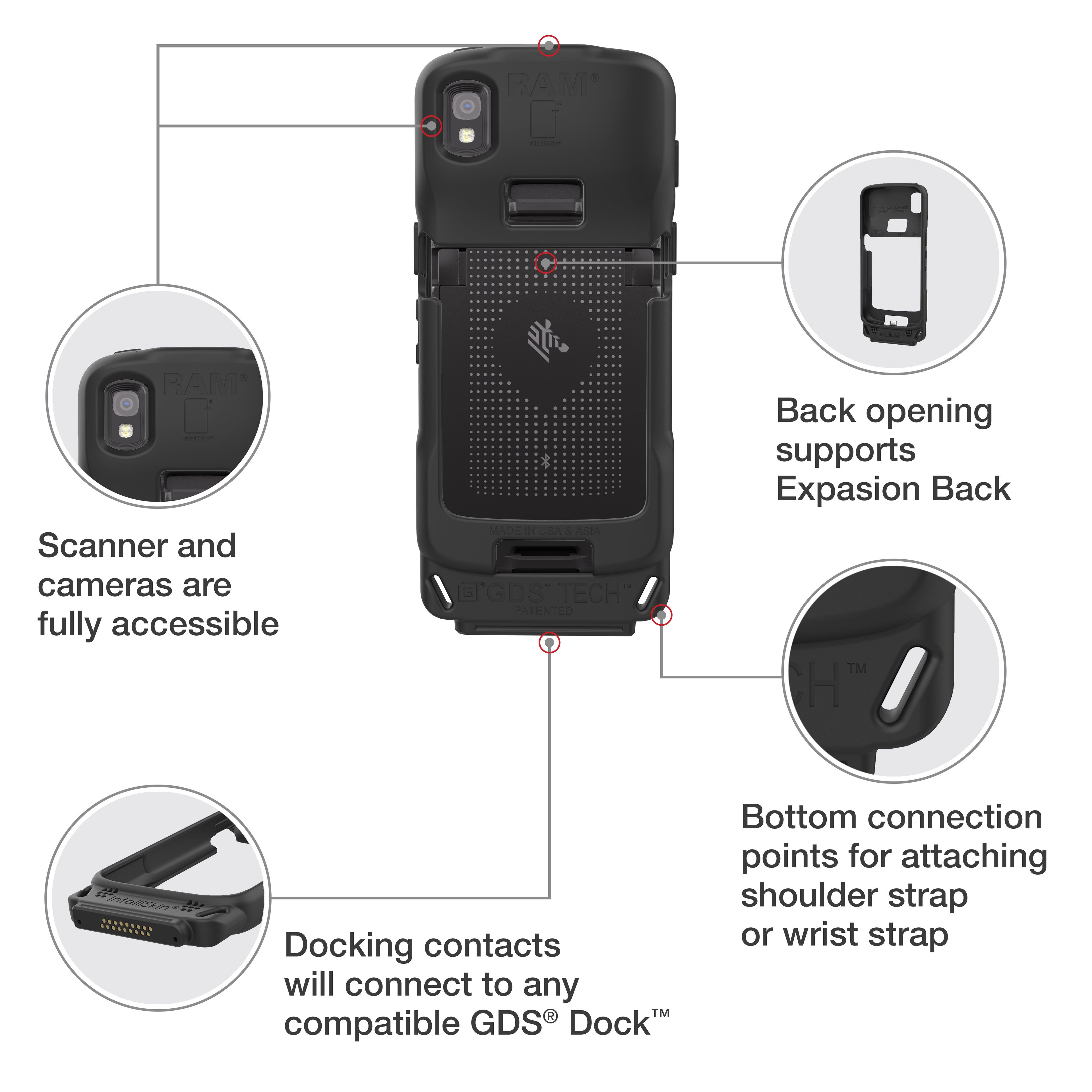IntelliSkin® voor Zebra TC0.81481481481481 - RAM Mounts RAM-GDS-SKIN-ZE24 afbeelding 5