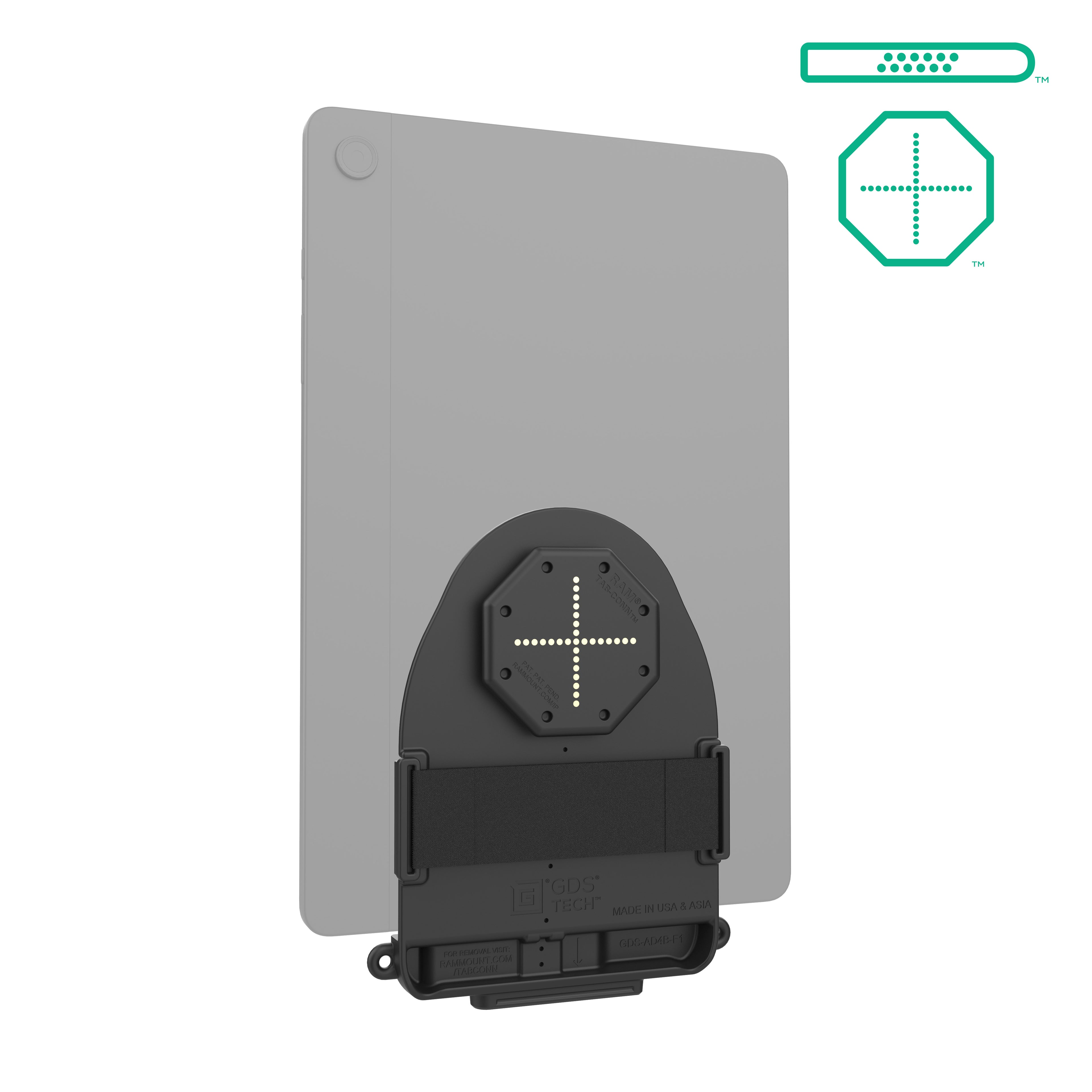 GDS® Tab-Conn™ voor Tablets Zonder Hoes (D Vorm & Achterste Pogo Pads) - RAM Mounts RAM-GDS-TABC-B1DB afbeelding 1