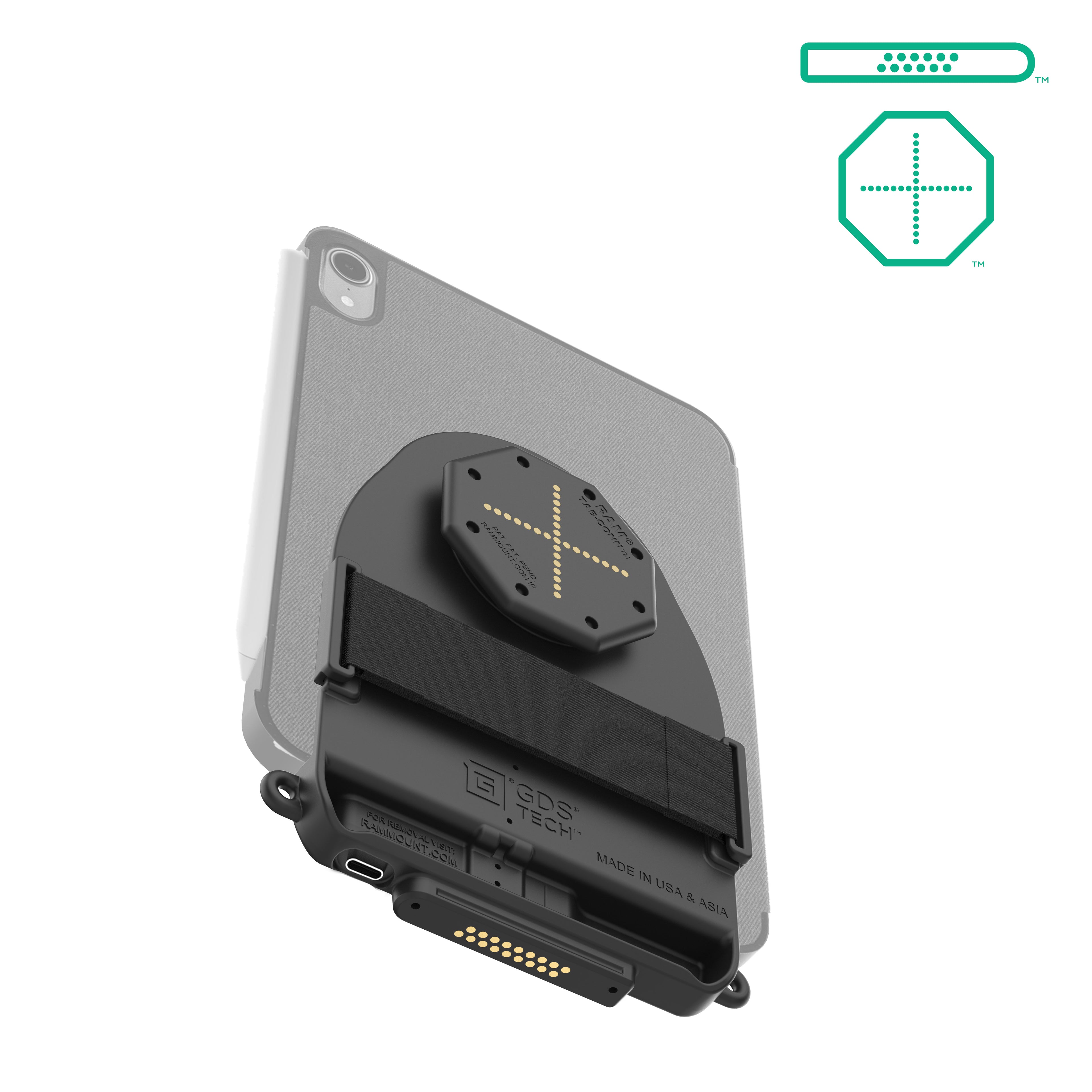 GDS® Tab-Conn™ voor Folio Style Cases (D Vorm & Achterste Pogo Pads) - RAM Mounts RAM-GDS-TABC-F1DB afbeelding 2