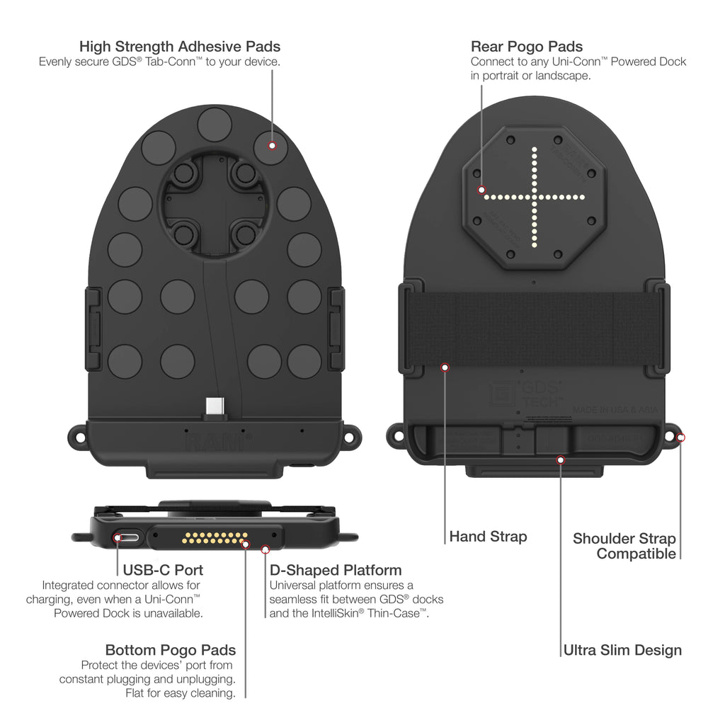 GDS® Tab-Conn™ voor Folio Style Cases (D Vorm & Achterste Pogo Pads) - RAM Mounts RAM-GDS-TABC-F1DB afbeelding 4