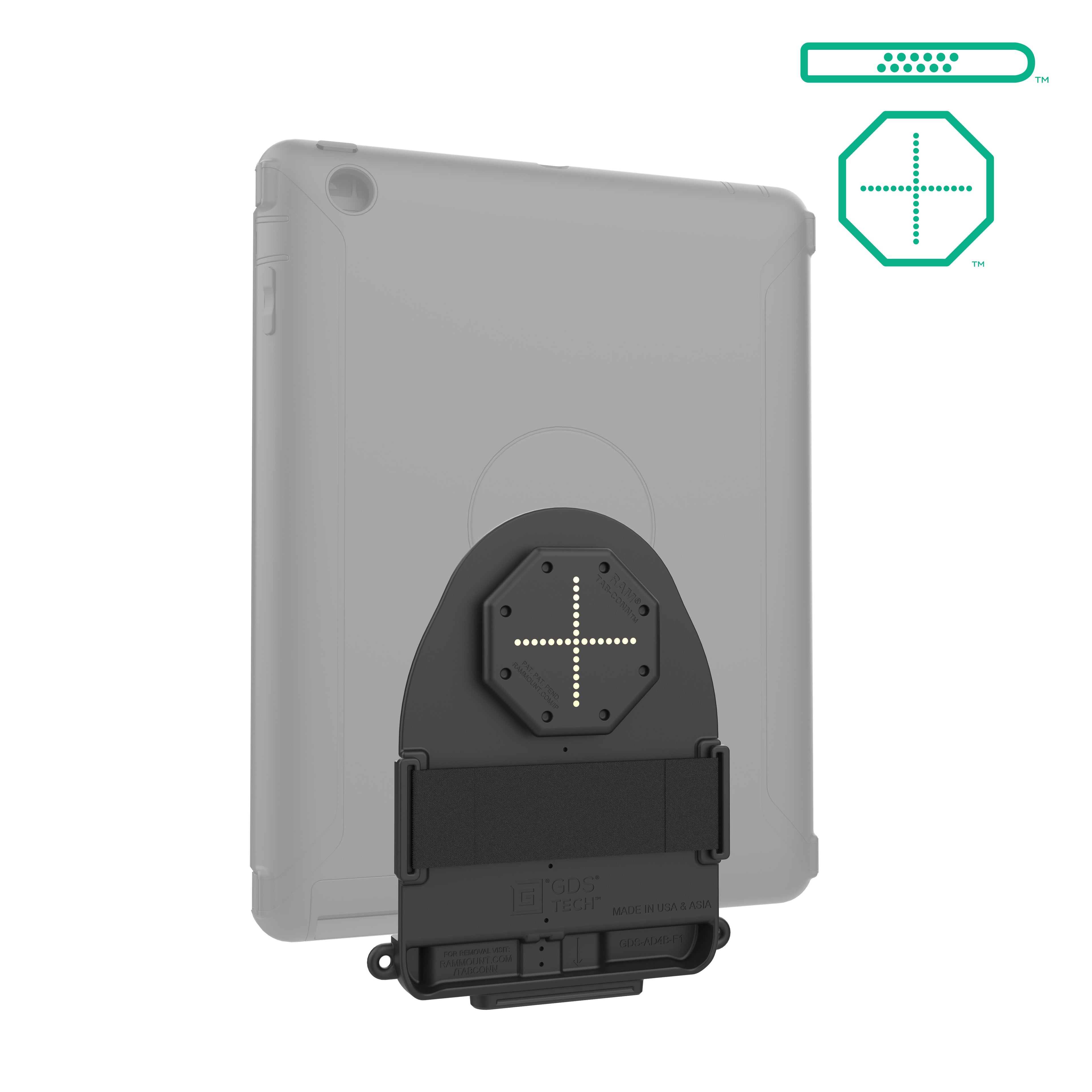 GDS tab conn voor otterbox defender cases d vorm achter pogo pads - RAM Mounts RAM-GDS-TABC-OTD1DB