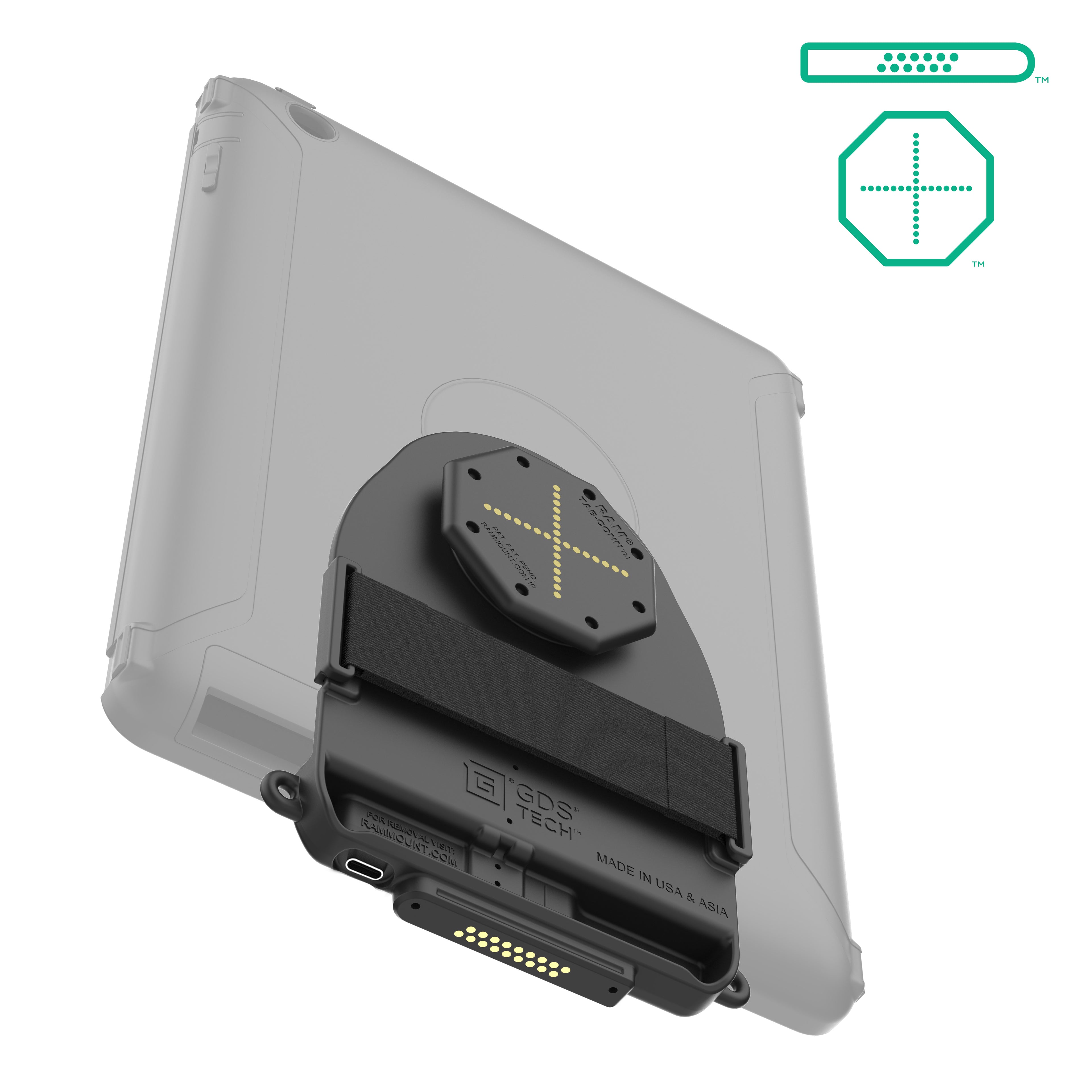 GDS® Tab-Conn™ voor OtterBox Defender Cases (D-vorm & Achter Pogo Pads) - RAM Mounts RAM-GDS-TABC-OTD1DB afbeelding 2