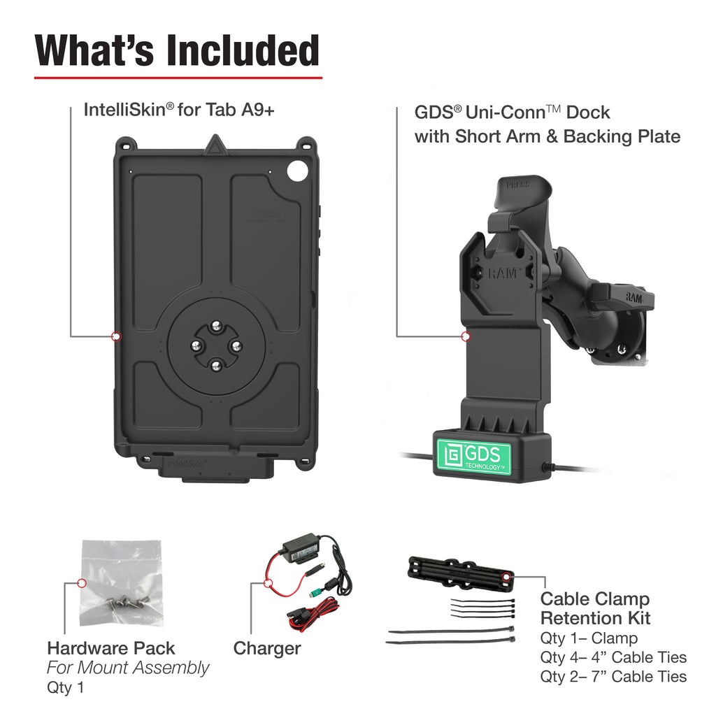 GDS® Uni-Conn™ Voertuigbundle + Enkele USB-C voor Samsung Tab A9+ - RAM Mounts RAM-GDS-U1-SAM88-KIT4 afbeelding 4