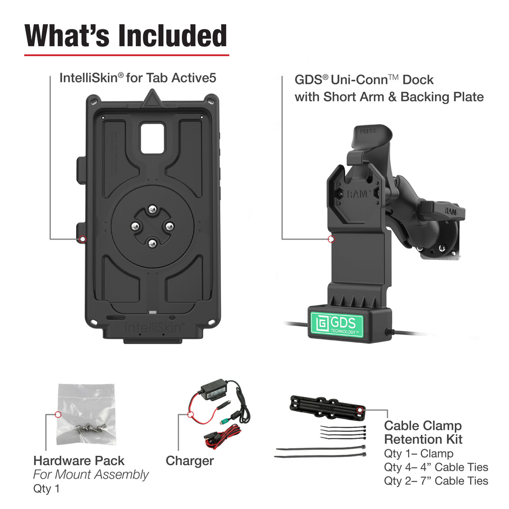 GDS® Uni-Conn™ Voertuigpakket + USB-C & USB-A voor Samsung Tab Active5 - RAM Mounts RAM-GDS-U1-SAM90-KIT5 afbeelding 4