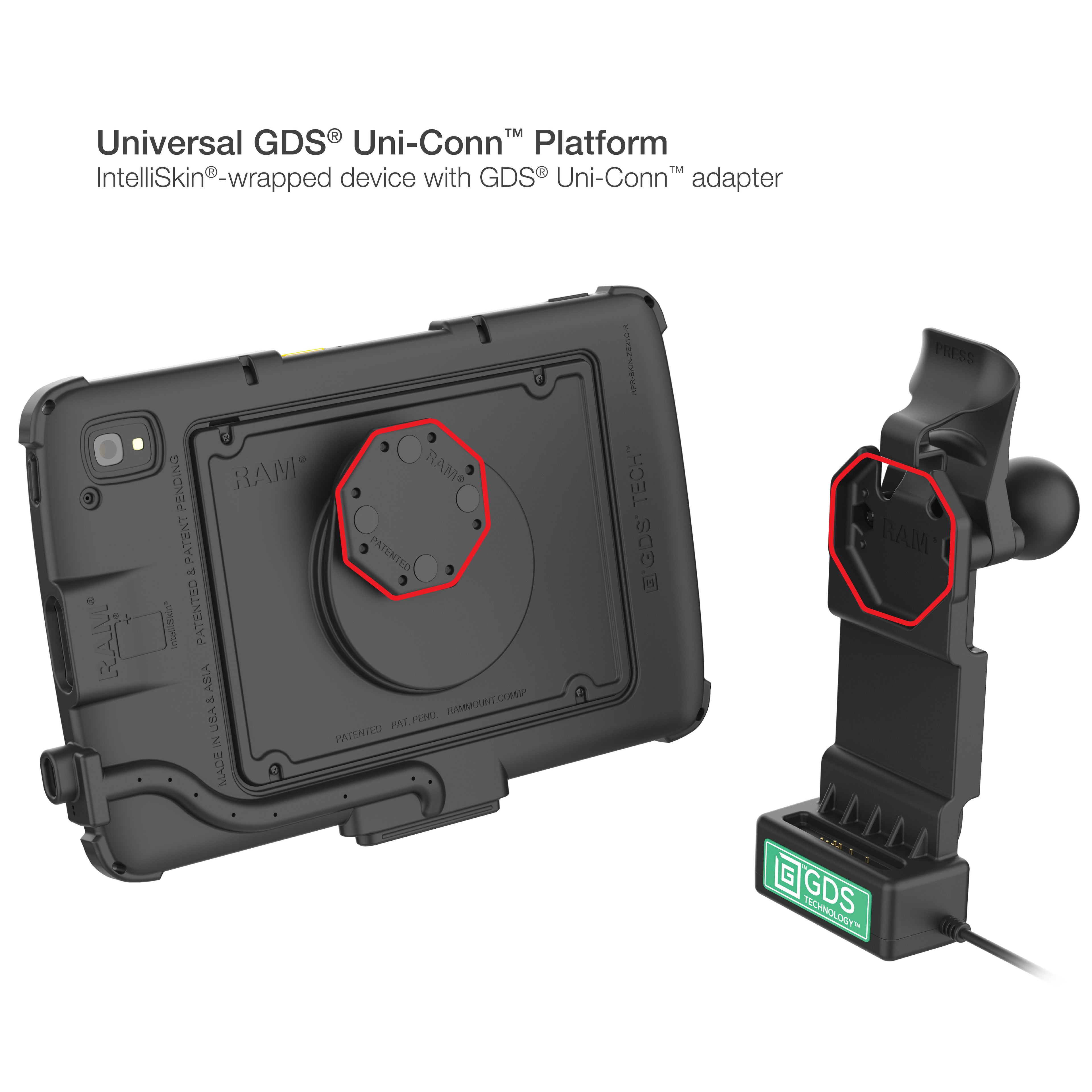 GDS® Uni-Conn™ Adapter voor Zebra ET401 & ET10,16 cm (4") X 25,40 cm (10") Tablet - RAM Mounts RAM-GDS-U1-ZE21U afbeelding 3