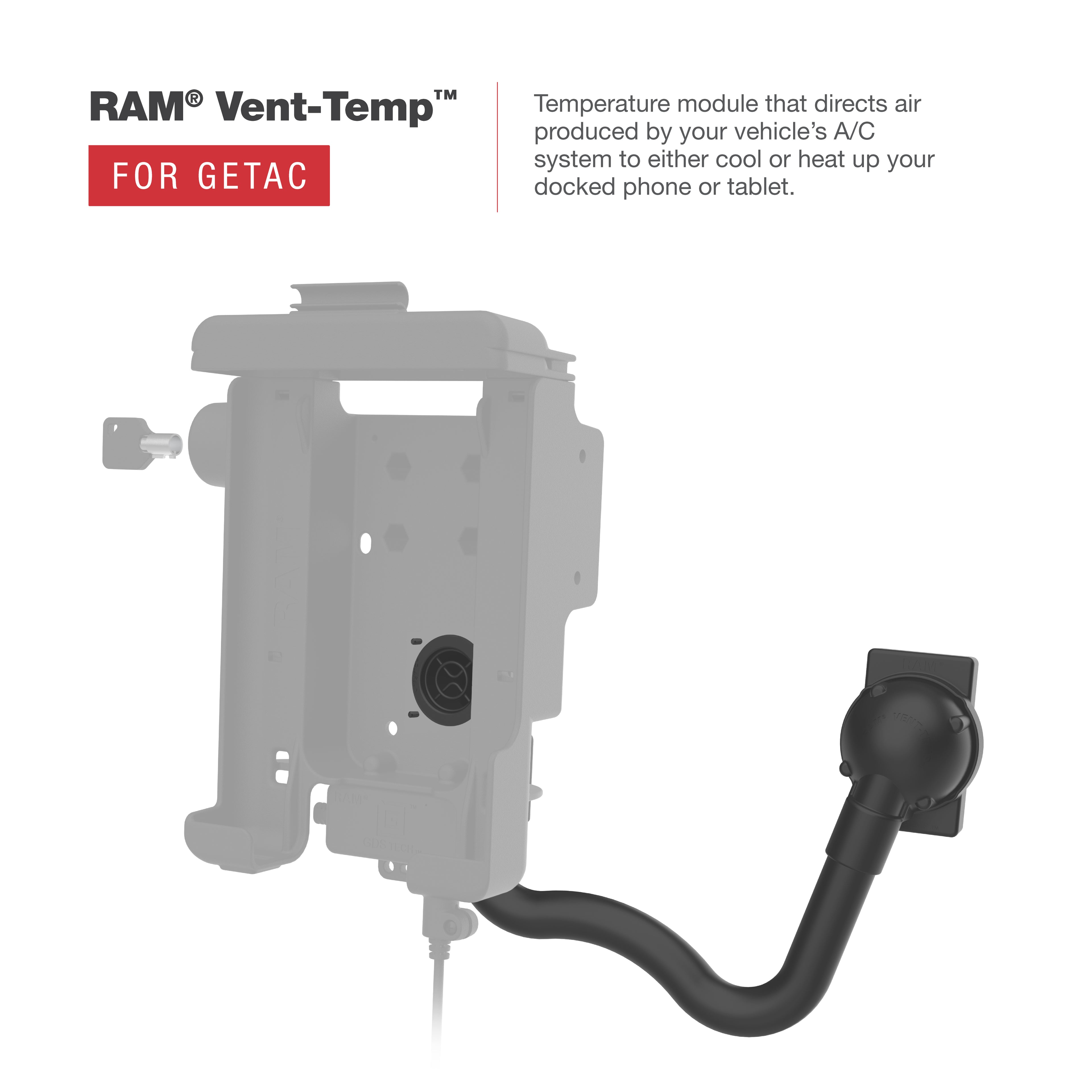 RAM Vergrendelbare Houder op maat voor Getac ZX70 - Temperatuur Module Compatibel - RAM Mounts RAM-HOL-GE3FKLU afbeelding 4