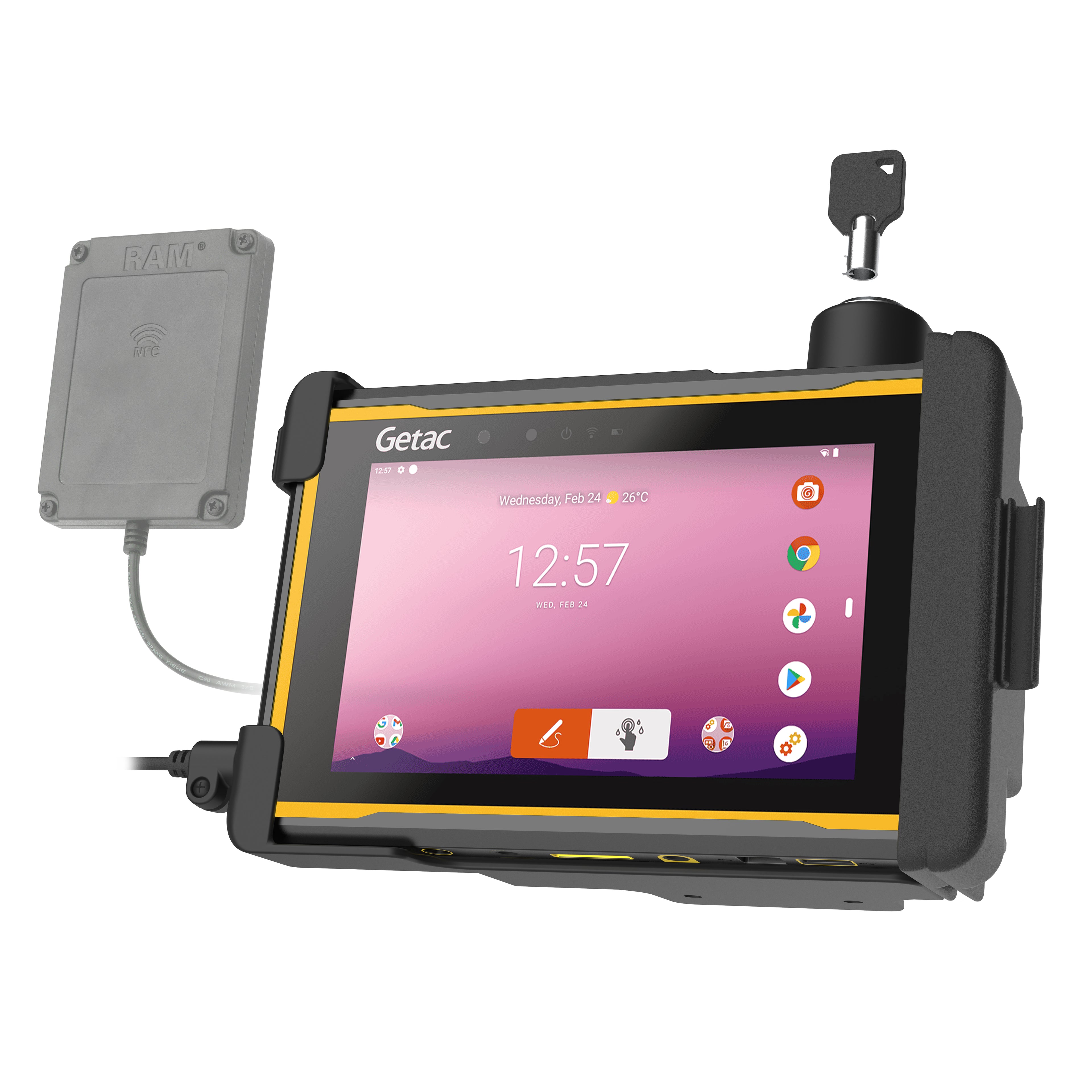 RAM Afsluitbare Houder op maat voor Getac ZX70 - Compatibel met NFC-extender - RAM Mounts RAM-HOL-GE3NKLU afbeelding 1