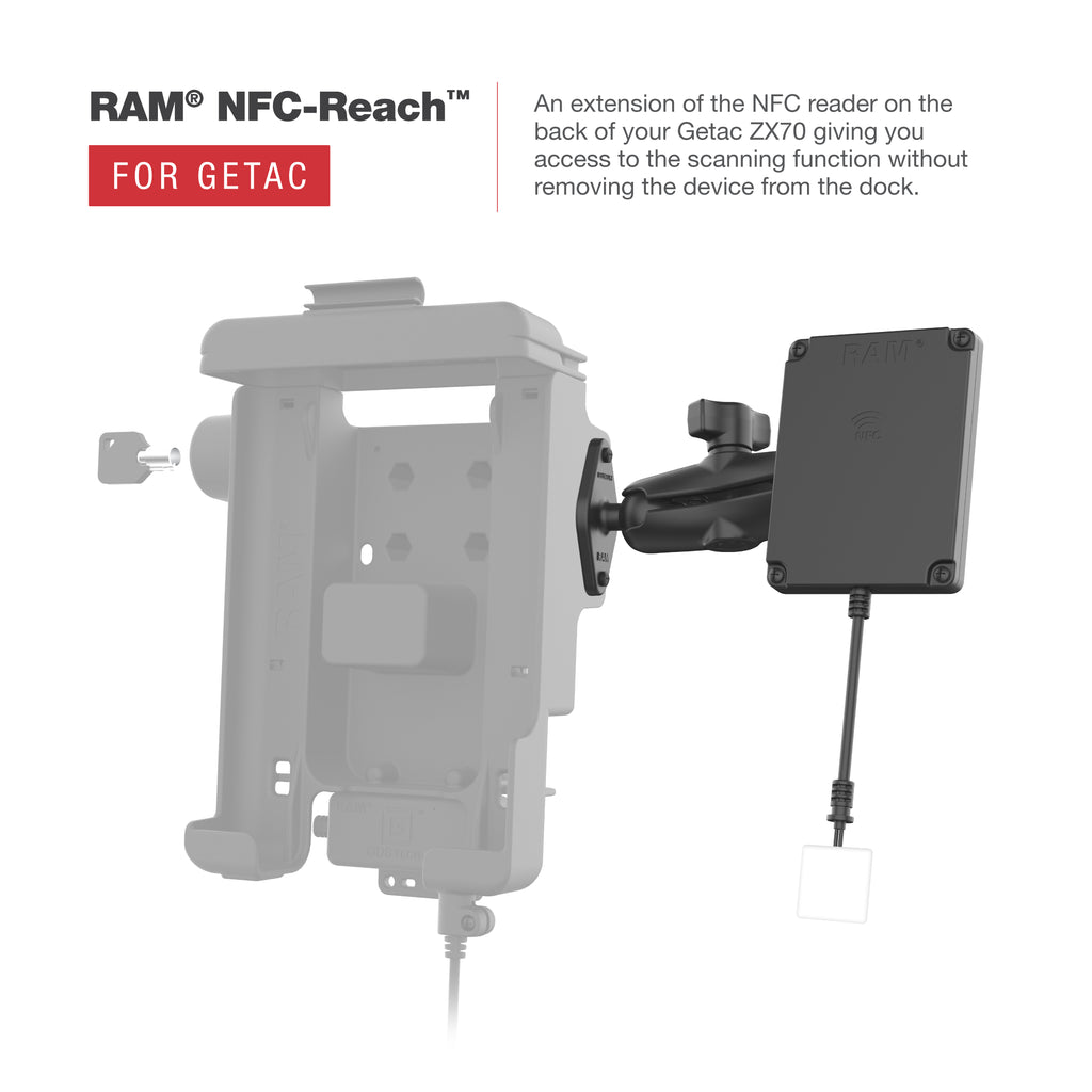 RAM Afsluitbare Houder op maat voor Getac ZX70 - Compatibel met NFC-extender - RAM Mounts RAM-HOL-GE3NKLU afbeelding 4