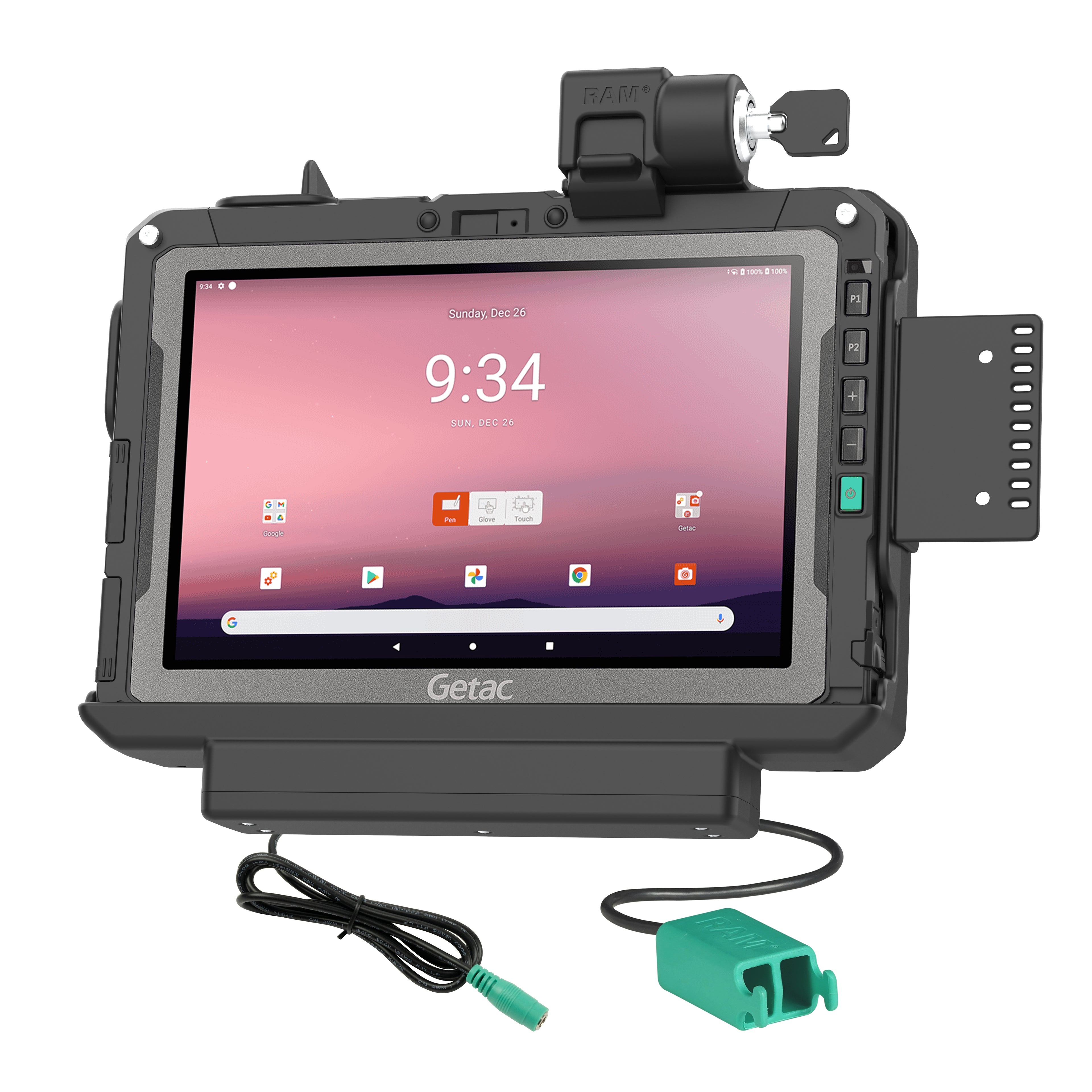 RAM vergrendelbaar power dual USB data dock voor getac ZX10 - RAM Mounts RAM-HOL-GE4PD2KLU
