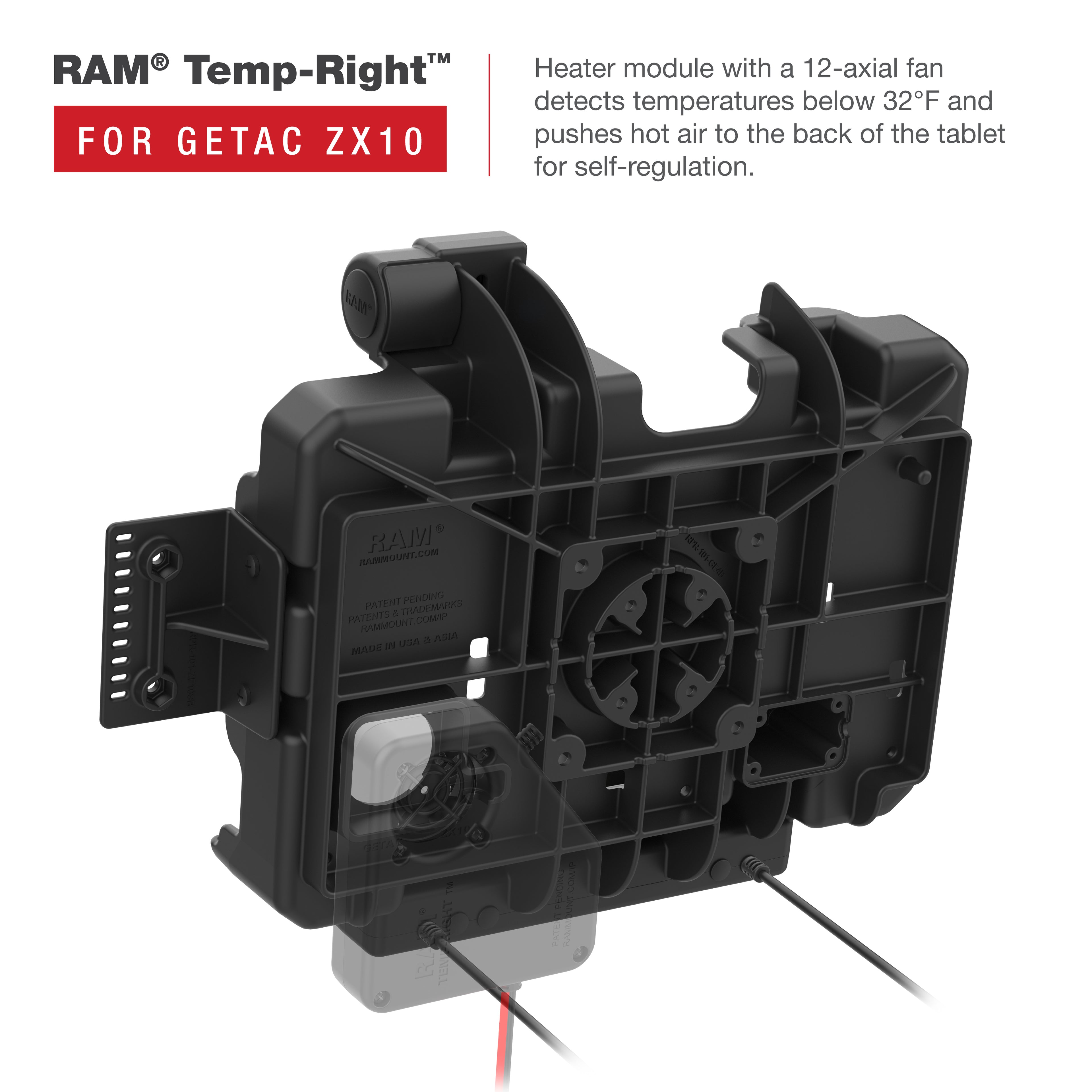 RAM Power + Dual USB Data Dock voor Getac ZX10 - RAM Mounts RAM-HOL-GE4PD2U afbeelding 5