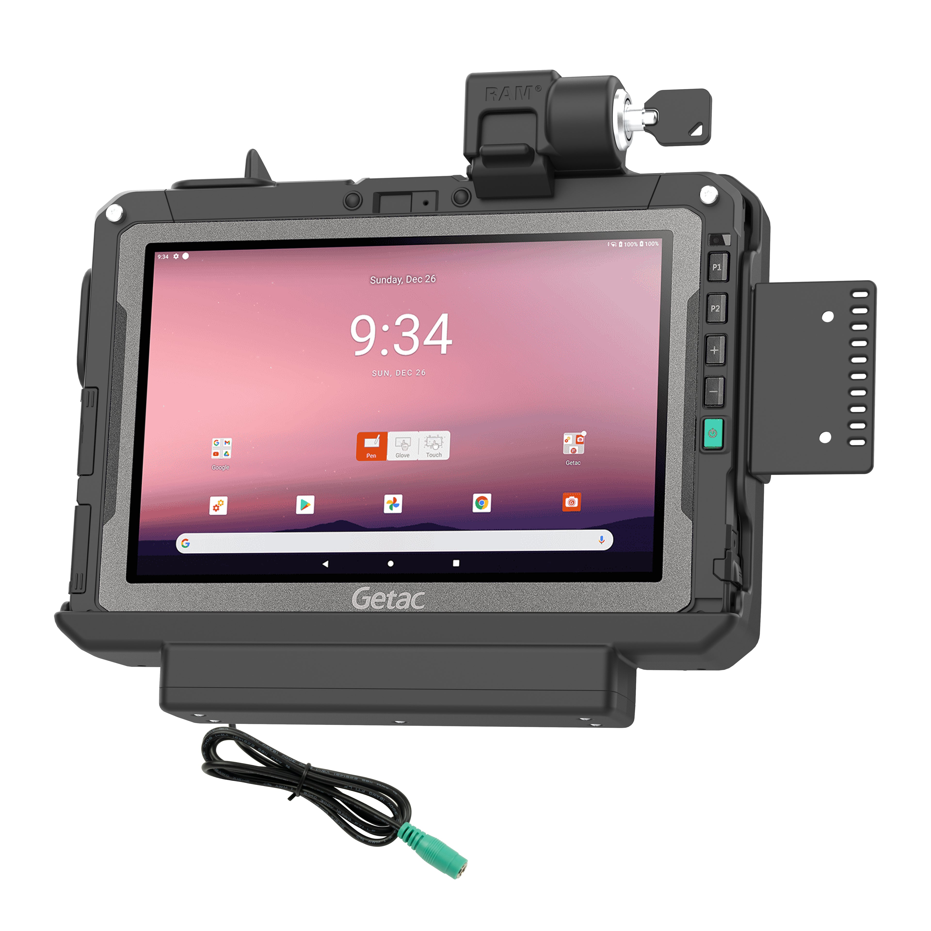 RAM vergrendelbaar power dock op maat voor getac ZX10 - RAM Mounts RAM-HOL-GE4PKLU