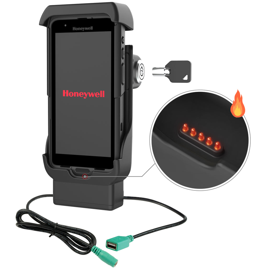 RAM Vergrendelbaar Gevoed Dock + USB-A voor Honeywell CT40/45/47 - Verwarmde Pennen - RAM Mounts RAM-HOL-HON12PDHLU afbeelding 1