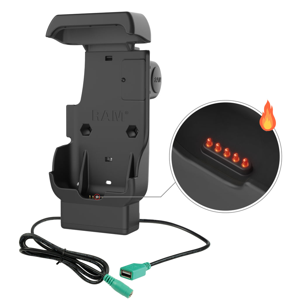 RAM Aangedreven Dock + USB-A voor Honeywell CT40/45/47 - Verwarmde Pinnen - RAM Mounts RAM-HOL-HON12PDHU afbeelding 2