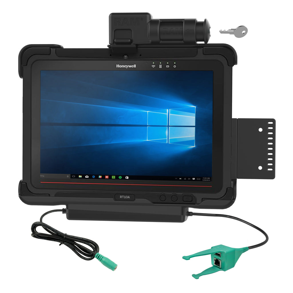 RAM-sleutelvergrendelingsvoeding + USB-A en RJ45-dock voor Honeywell RT10-tablet - RAM Mounts RAM-HOL-HON9PDKL-RJ45AU afbeelding 1