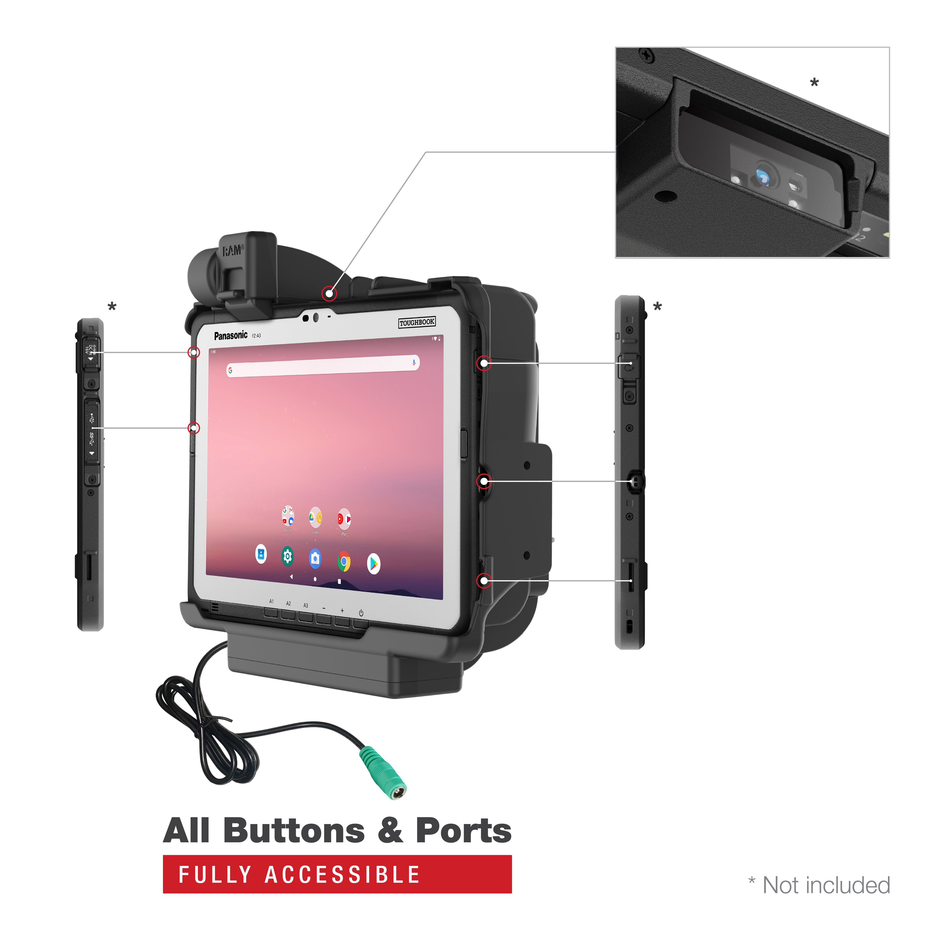 RAM Powered Dock voor Panasonic FZ-A3 - RAM Mounts RAM-HOL-PAN16PU afbeelding 5