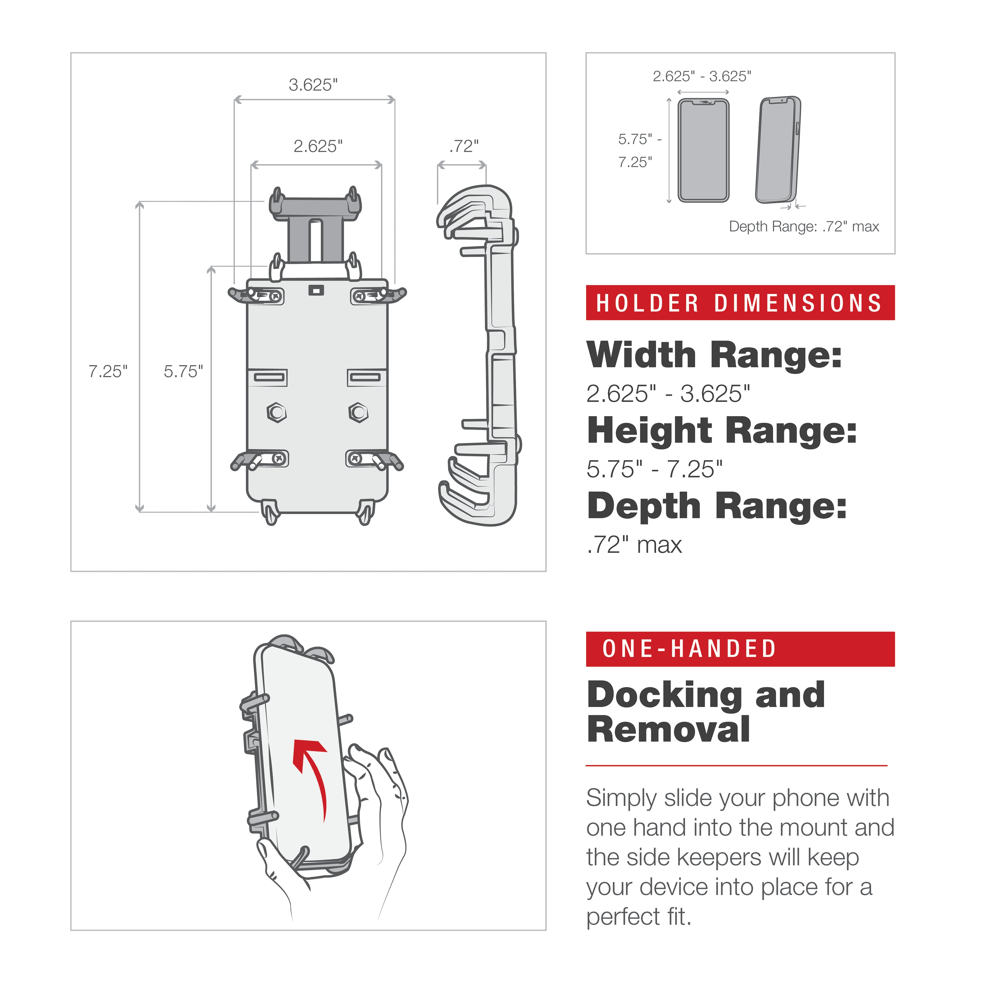 RAM Quick-Grip™ XL Telefoonhouder met Low-Profile Tough-Claw™ - RAM Mounts RAM-HOL-PD4-400-1U afbeelding 6