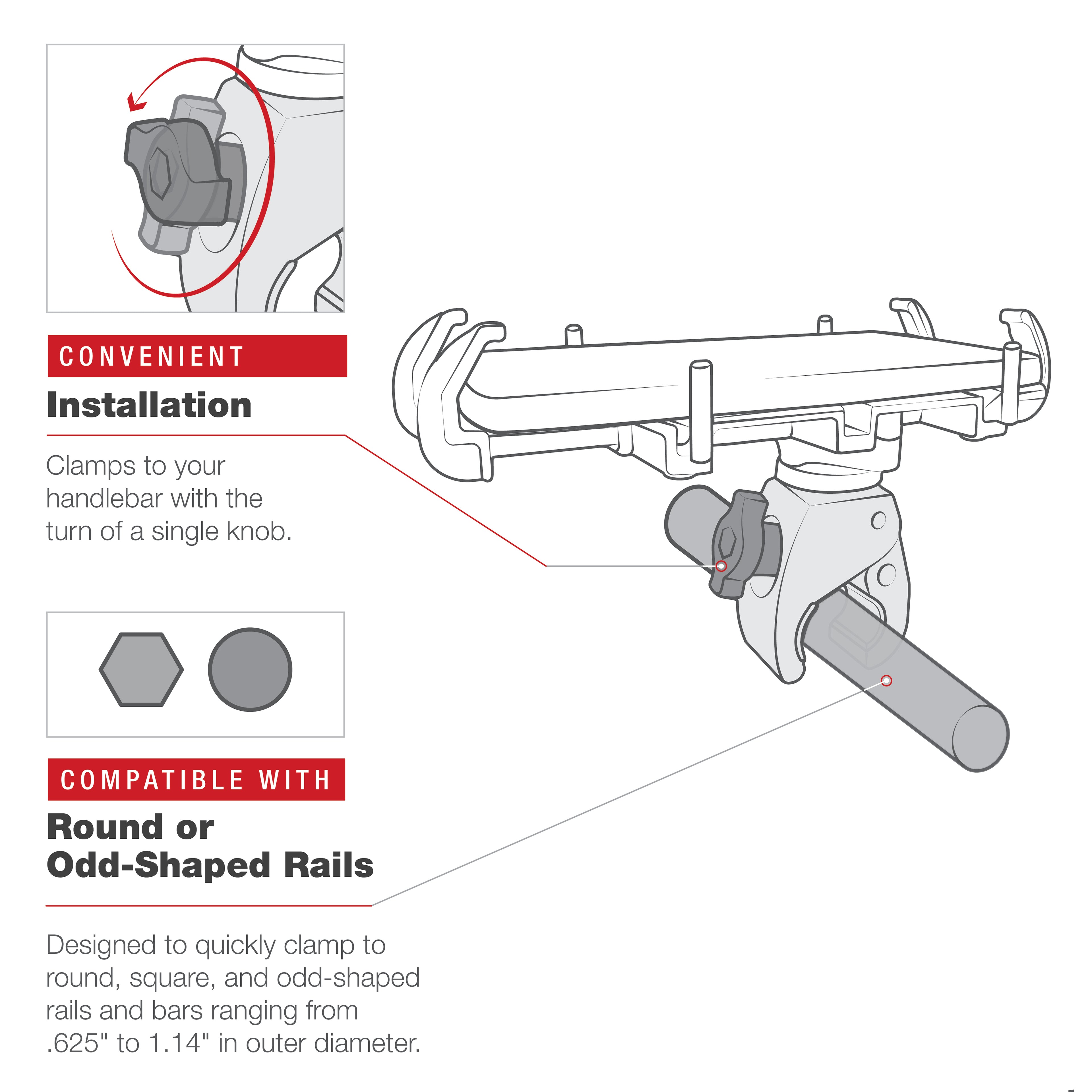 RAM Quick-Grip™ XL Telefoonhouder met Low-Profile Tough-Claw™ - RAM Mounts RAM-HOL-PD4-400-1U afbeelding 8