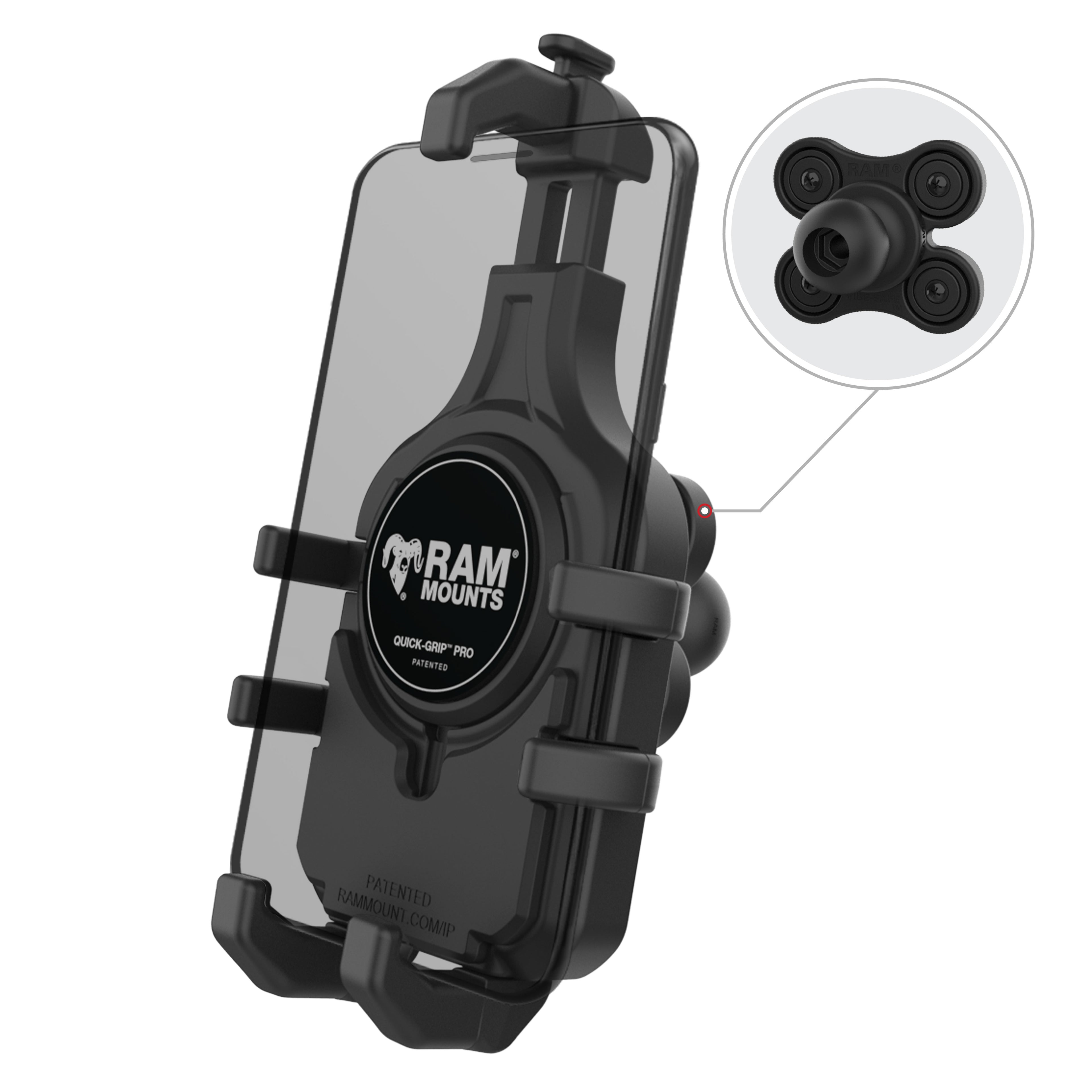 RAM quick griptrade pro telefoonhouder met kogel en trillingsdempers - RAM Mounts RAM-HOL-PD5BVU