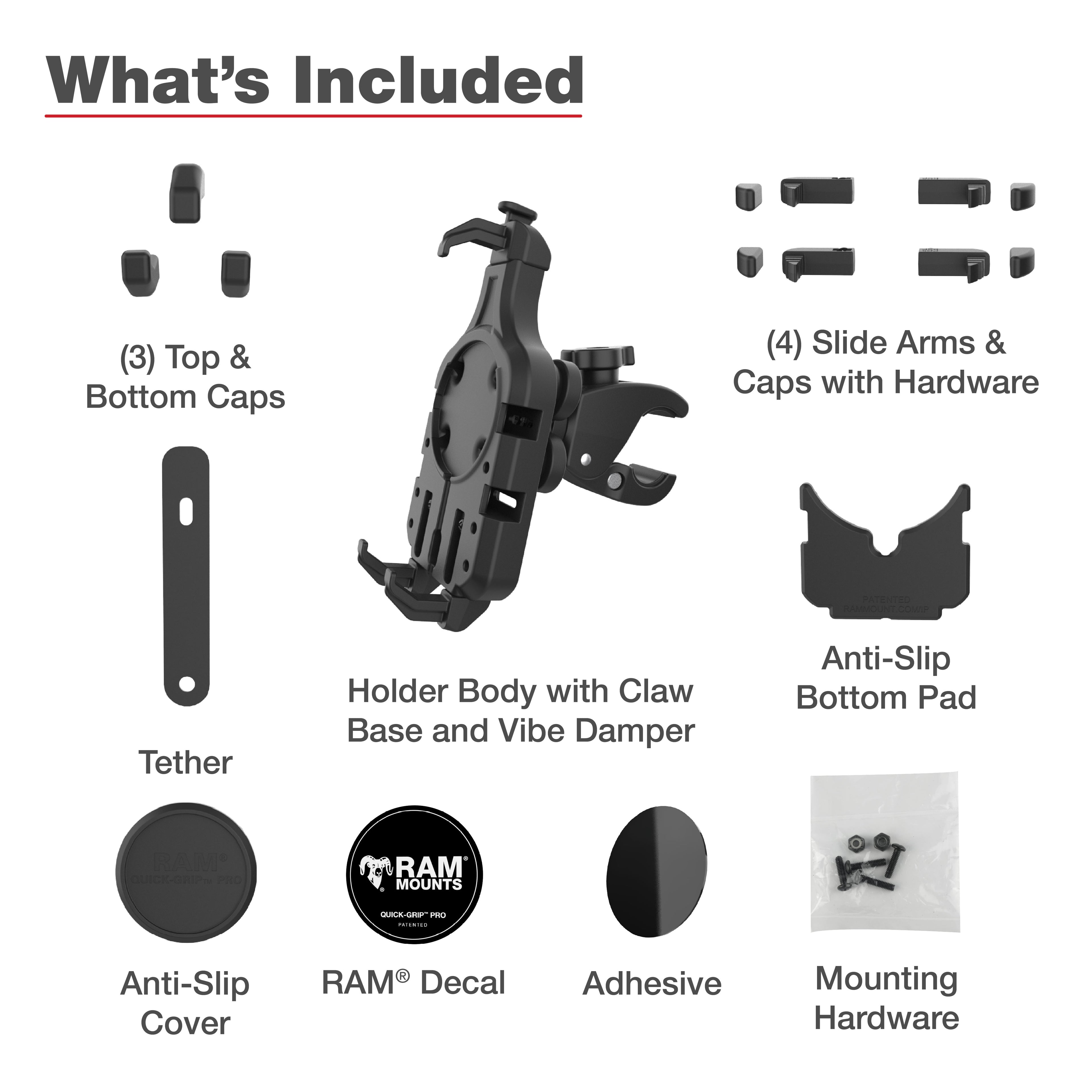 RAM Quick-Grip™ Pro Telefoonhouder met Trillingdemping + Tough-Claw™ - RAM Mounts RAM-HOL-PD5V-400-1U afbeelding 6