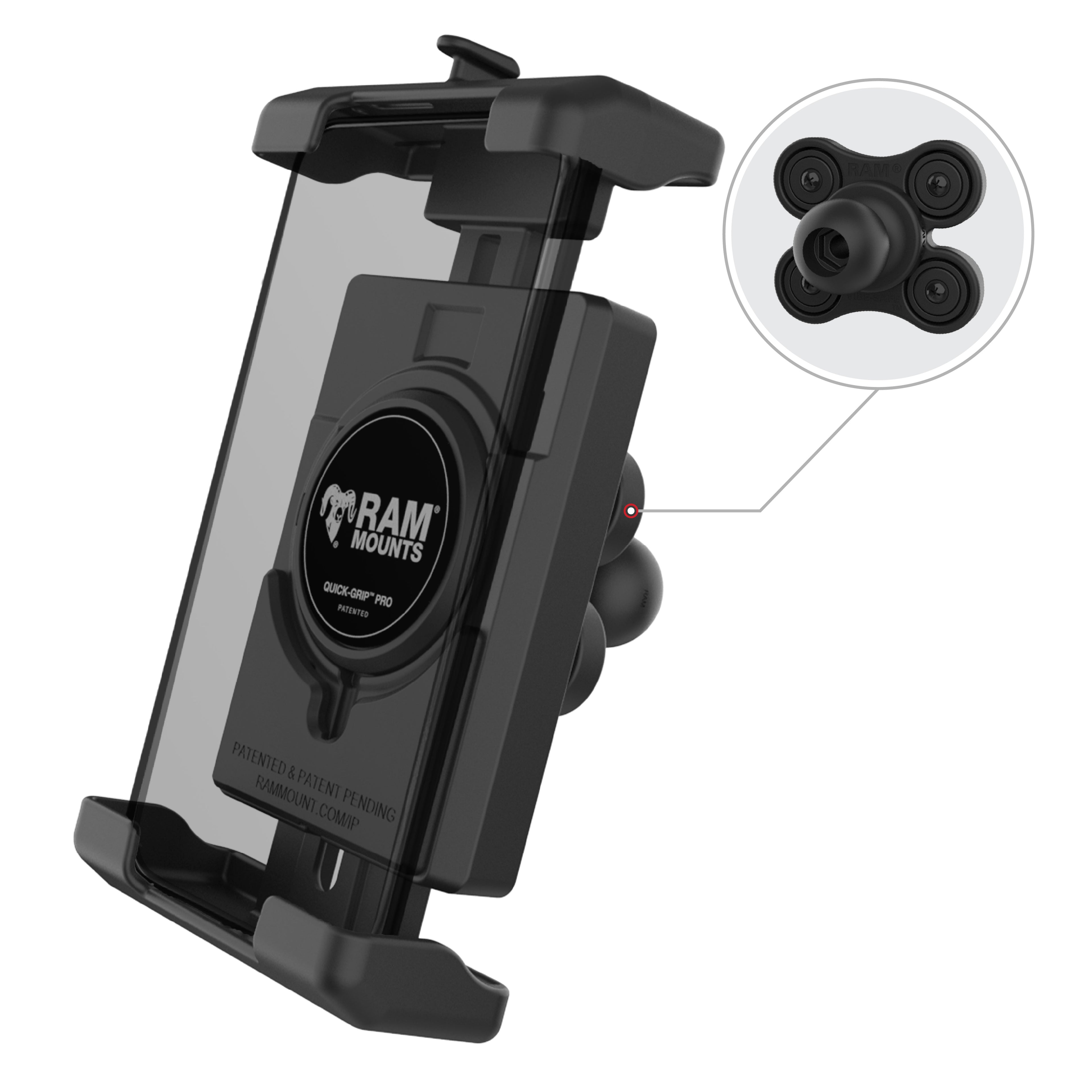 RAM Quick-Grip™ Pro XL Telefoonhouder met Kogel en Trillingdemper - RAM Mounts RAM-HOL-PD7BVU afbeelding 1