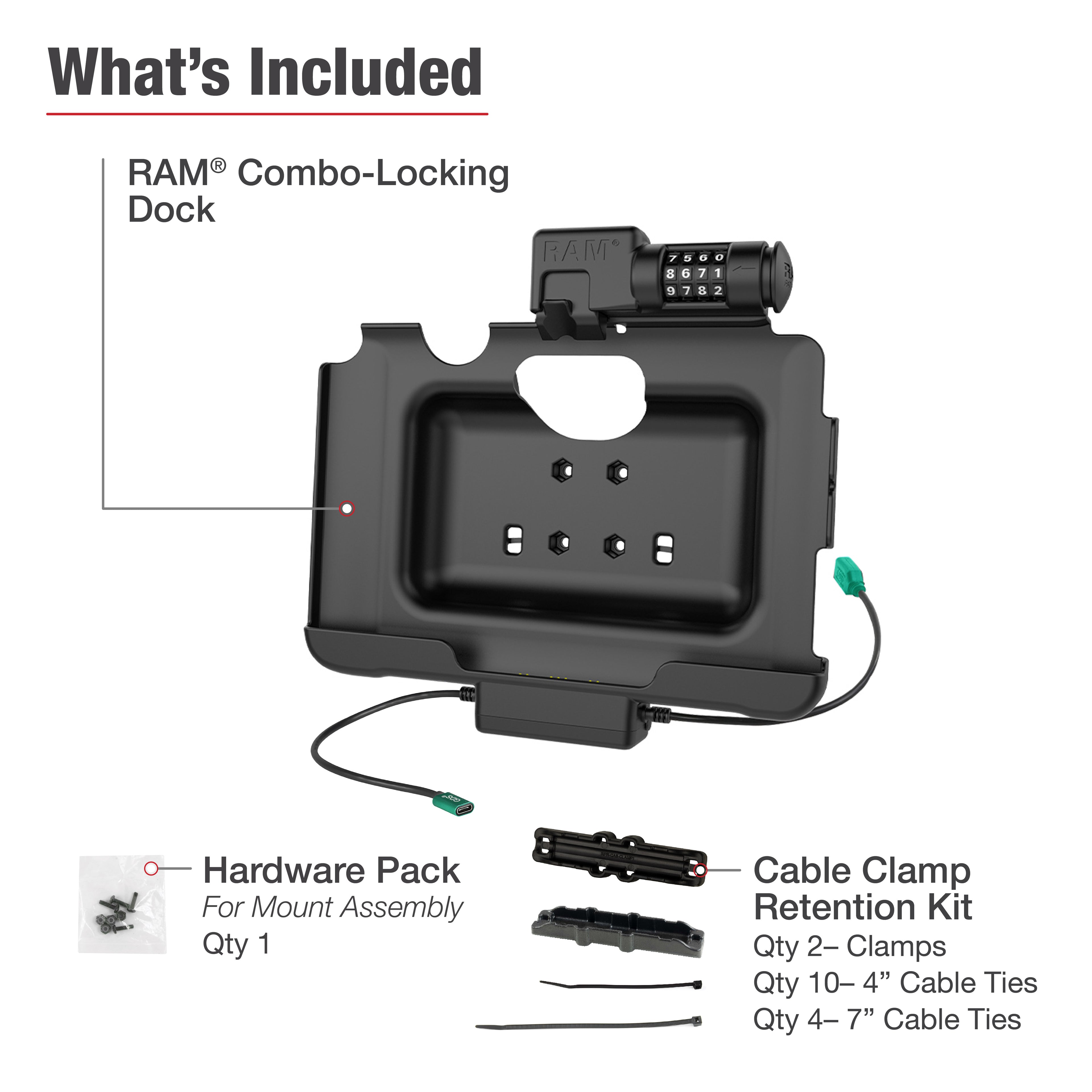 RAM Combo-Vergrendelende Power + Data Dock voor Tab Active5 Pro & 4 Pro - RAM Mounts RAM-HOL-SAM57CPCL-1AU afbeelding 6