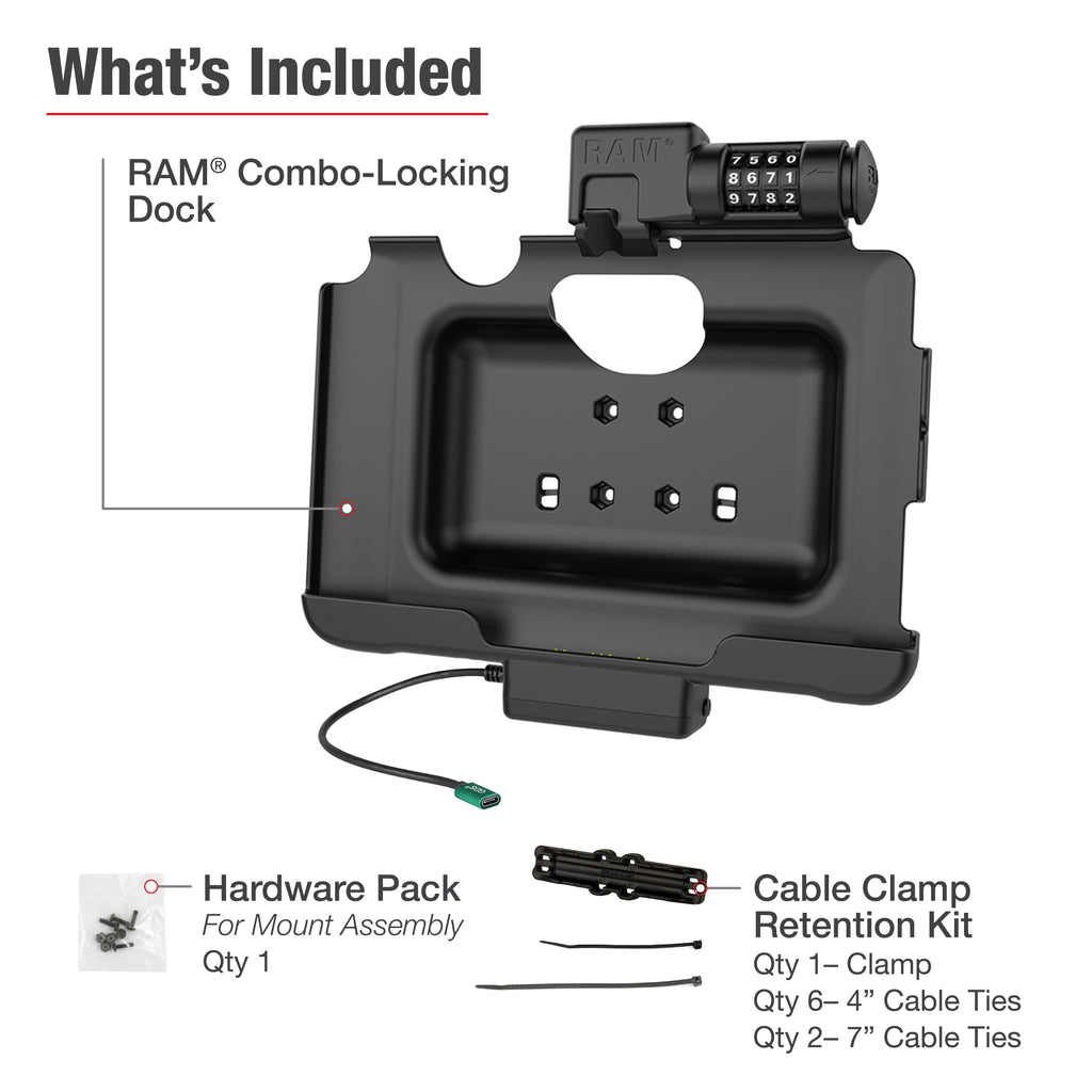 RAM Combo-Vergrendelings USB-C-Dock voor Tab Active5 Pro & 4 Pro - RAM Mounts RAM-HOL-SAM57CPCLU afbeelding 6