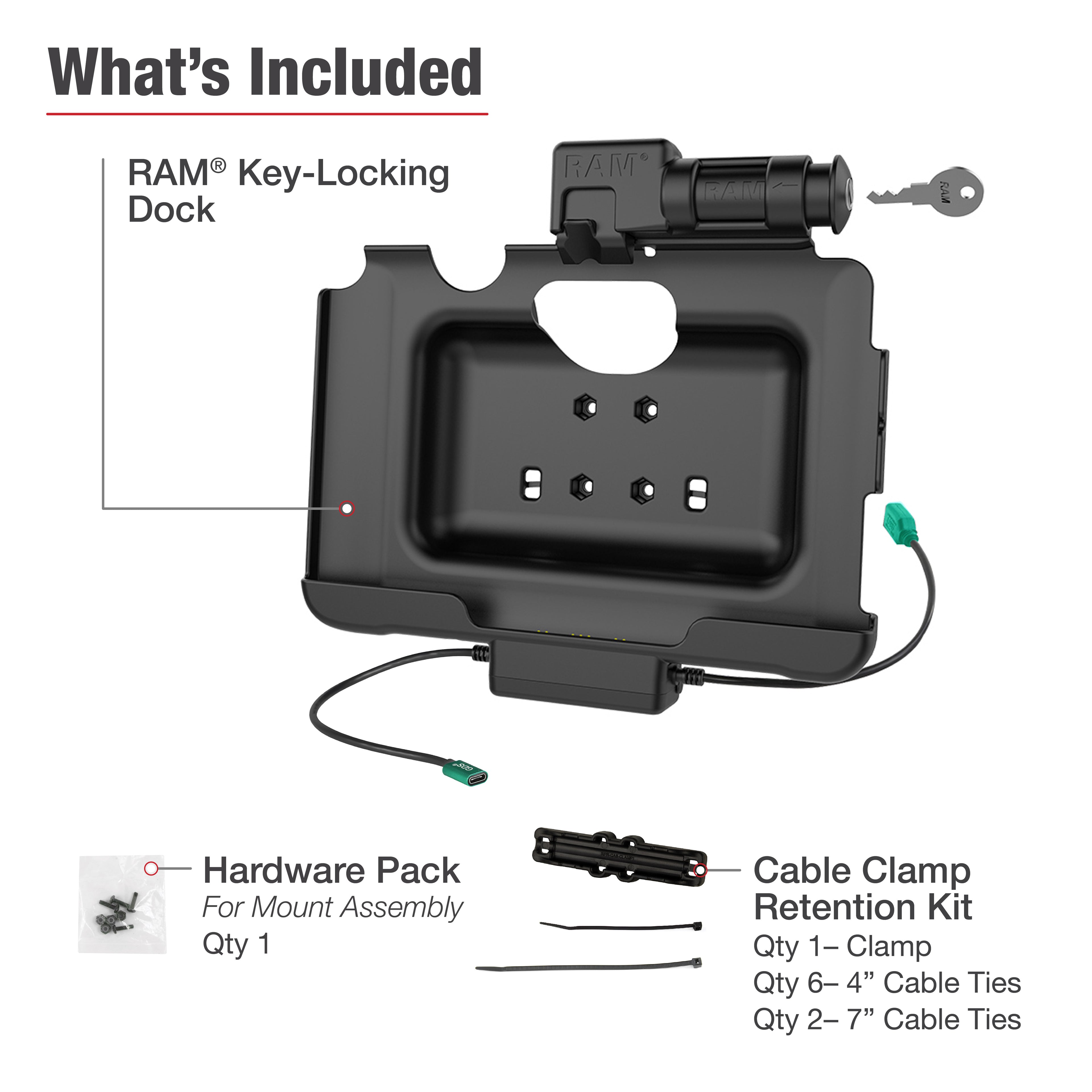 RAM Snelheidsslot voor stroom en gegevensoverdracht voor Tab Active5 Pro & 4 Pro - RAM Mounts RAM-HOL-SAM57CPKL-1AU afbeelding 8