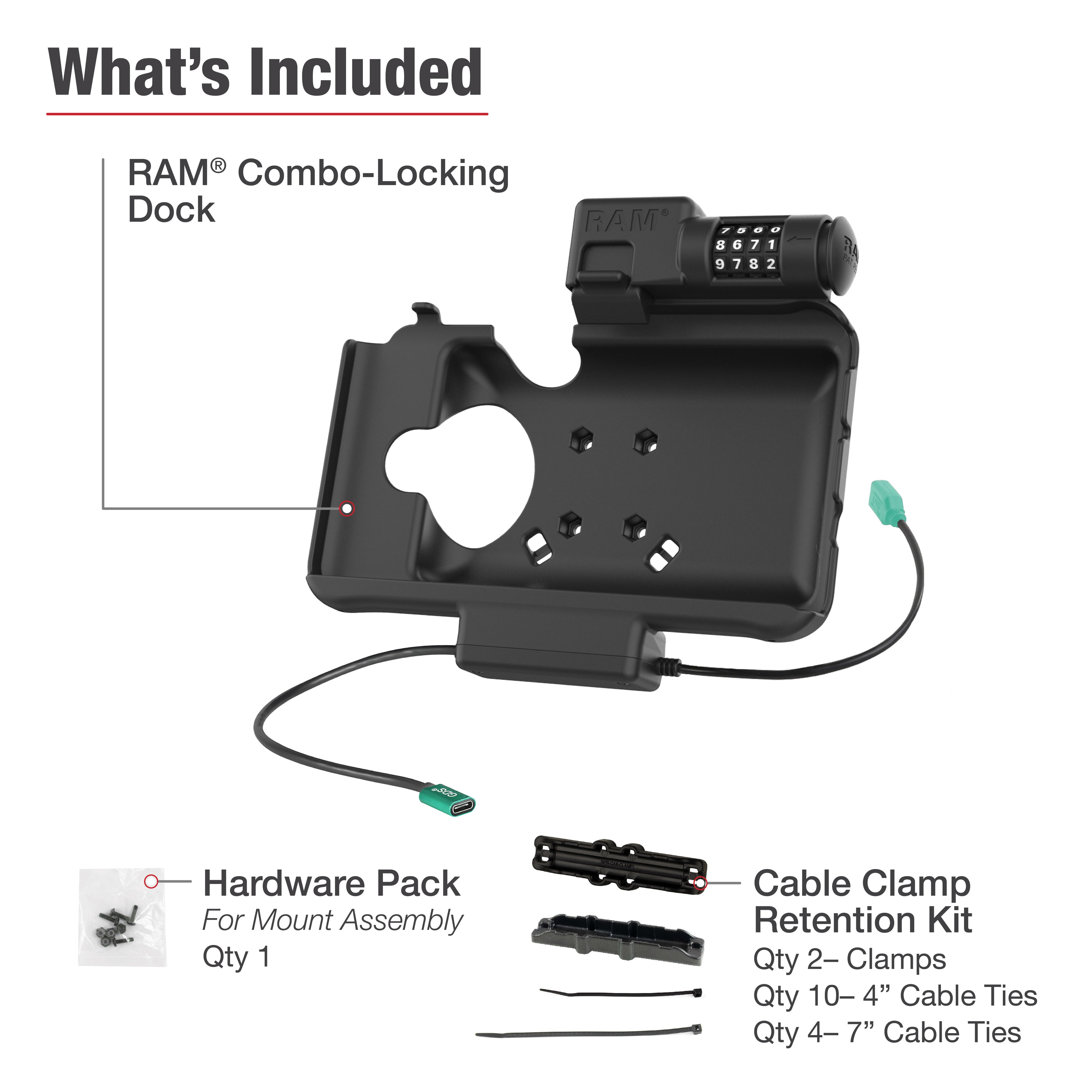 RAM Combinatievergrendelbaar Power + Data Dock voor Samsung Tab Active5 & 3 - RAM Mounts RAM-HOL-SAM58CPCL-1AU afbeelding 5