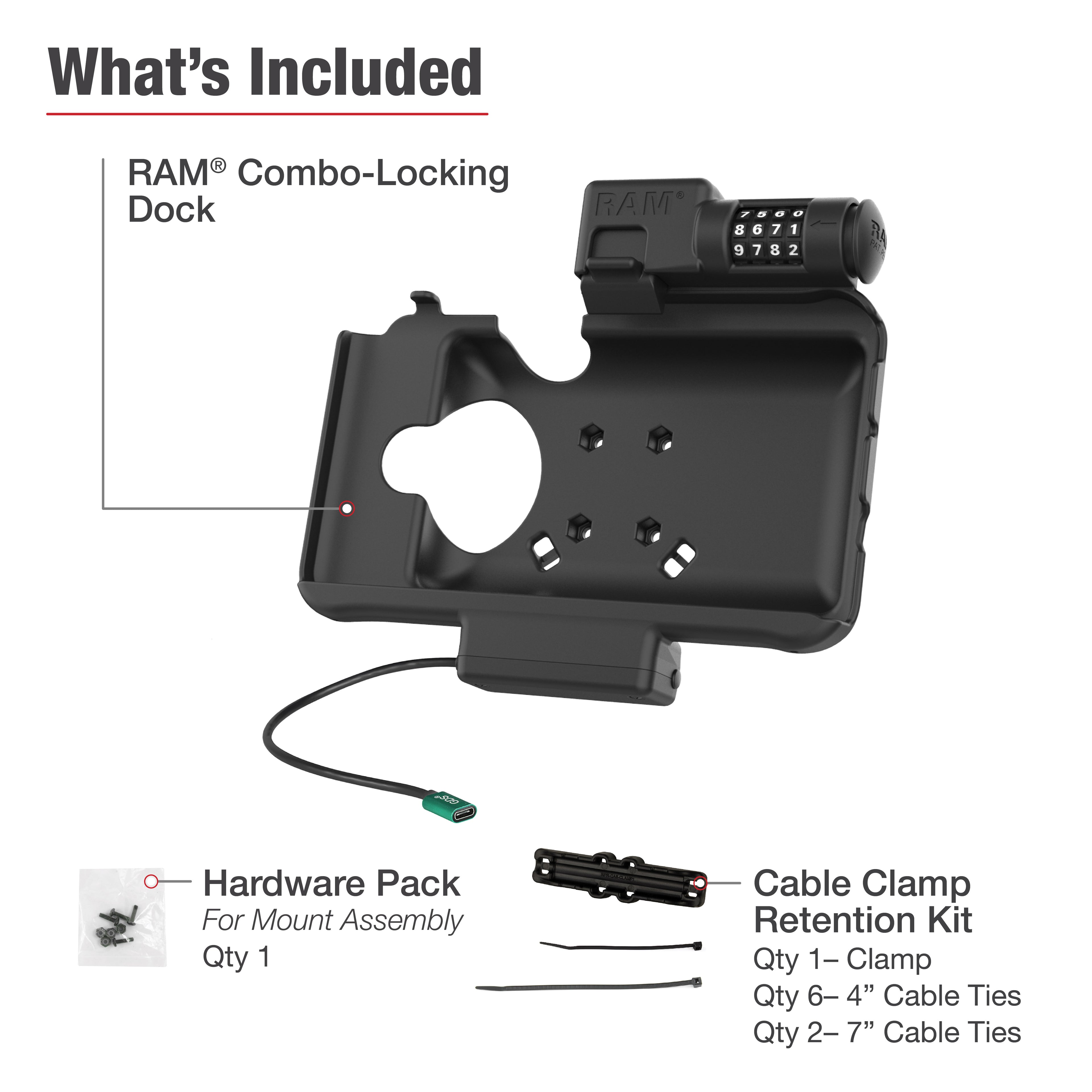 RAM Combo Vergrendelbaar USB-C Dock voor Samsung Tab Active5 & 3 - RAM Mounts RAM-HOL-SAM58CPCLU afbeelding 5