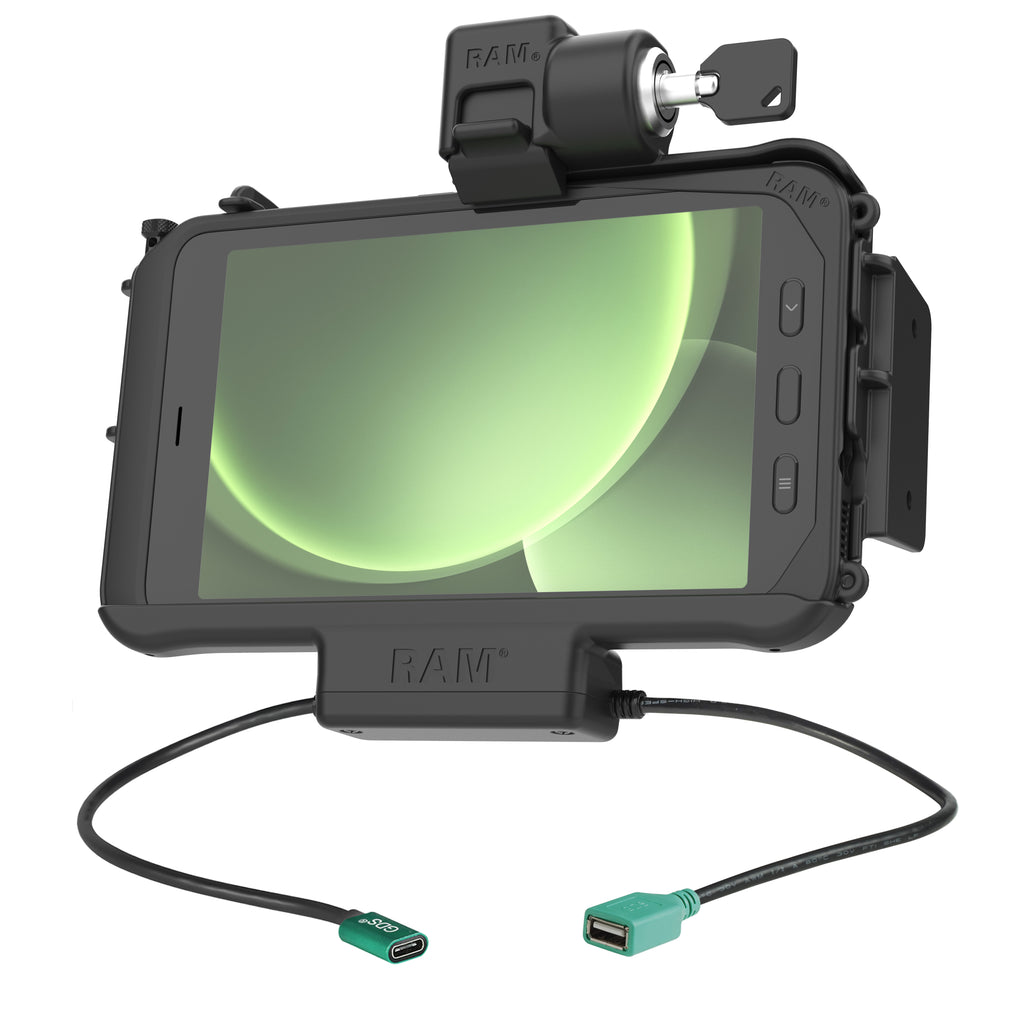 RAM afsluitbaar modulair power enkel USB dock voor Samsung tab ACTIVE5 3 - RAM Mounts RAM-HOL-SAM58CPKLN-1AU