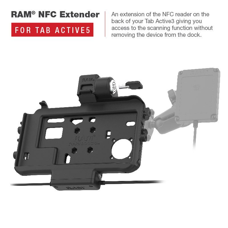RAM Thin-Dock™ vergrendelend Power + Single USB Dock voor Tab Active5 & 3 - RAM Mounts RAM-HOL-SAM58CPKLT-AU afbeelding 5