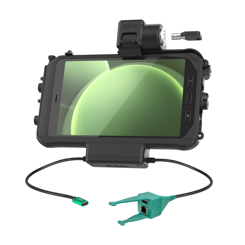 RAM thin dock power USB a RJ45 data voor tab ACTIVE5 3 - RAM Mounts RAM-HOL-SAM58CPKLT-RJ45AU
