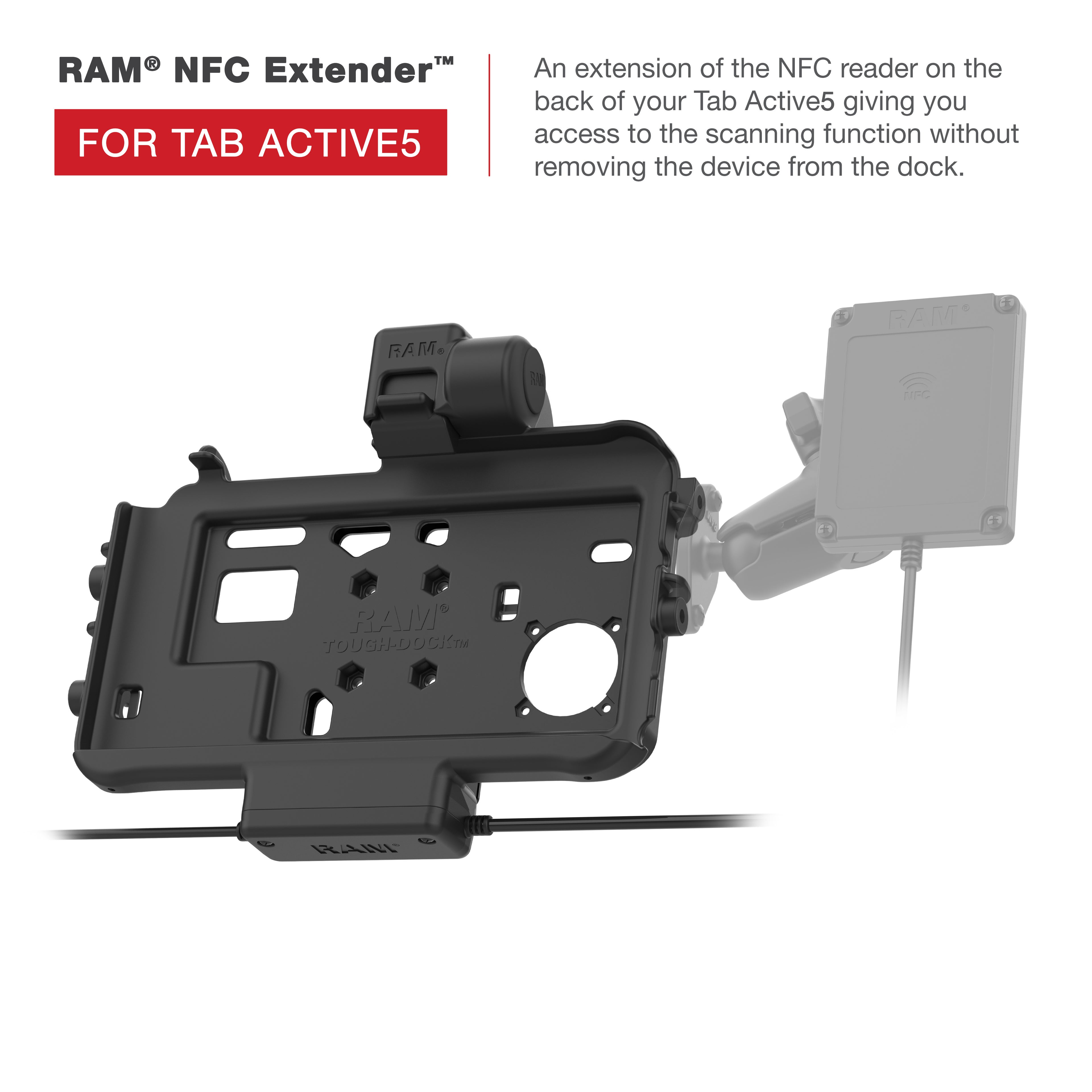 RAM Thin-Dock™ Power + USB-C & USB-A Data voor Tab Active5 & 3 - RAM Mounts RAM-HOL-SAM58CPT-CAU afbeelding 6