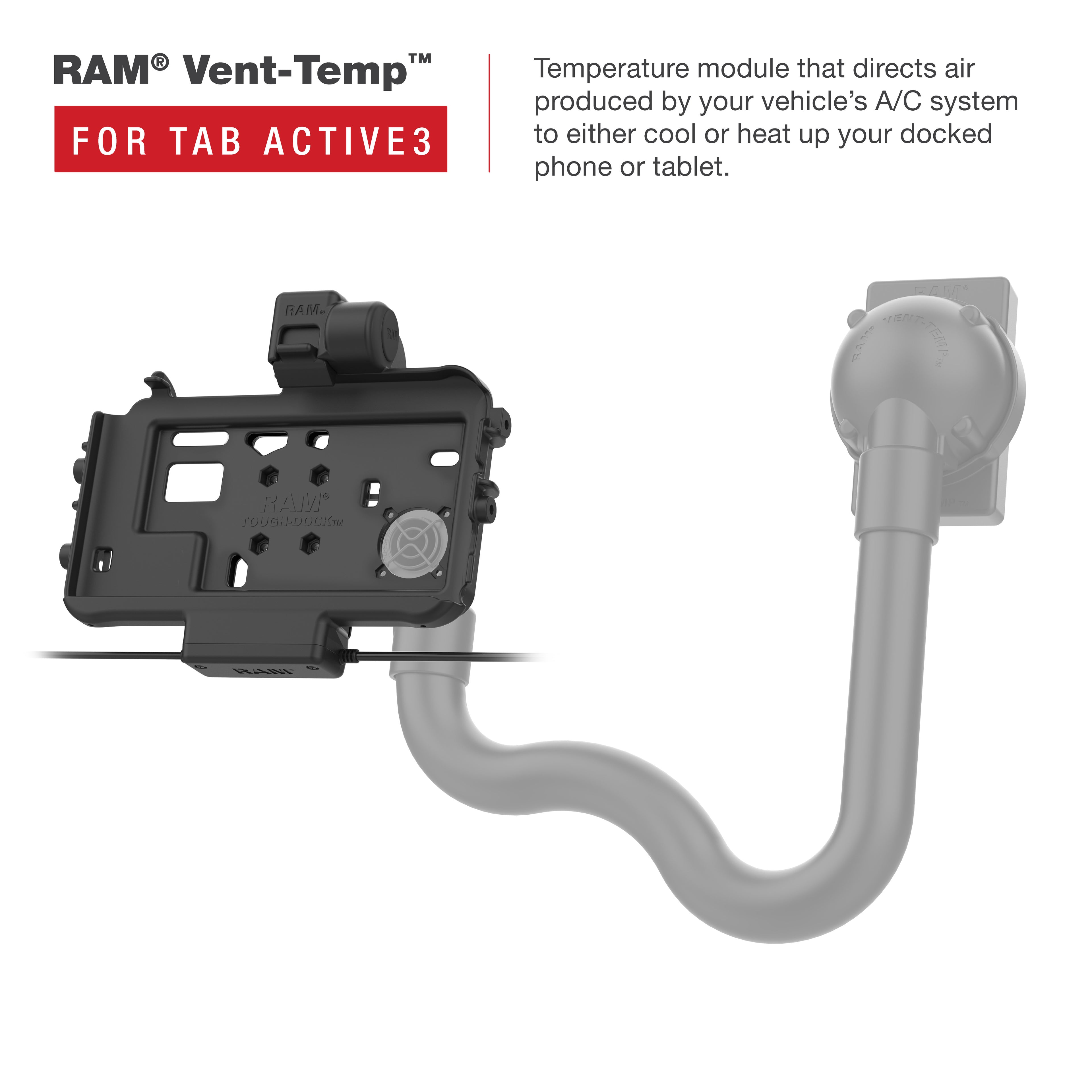 RAM Laag Profiel Aangedreven Dock + Dual USB voor Tab Active5 & 3 - RAM Mounts RAM-HOL-SAM58PD2TU afbeelding 5