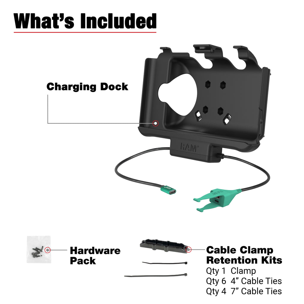 RAM USB-C aangedreven dock + USB-C & USB-A gegevens voor Samsung Tab Active5 & 3 - RAM Mounts RAM-HOL-SAM60CP-CAU afbeelding 5