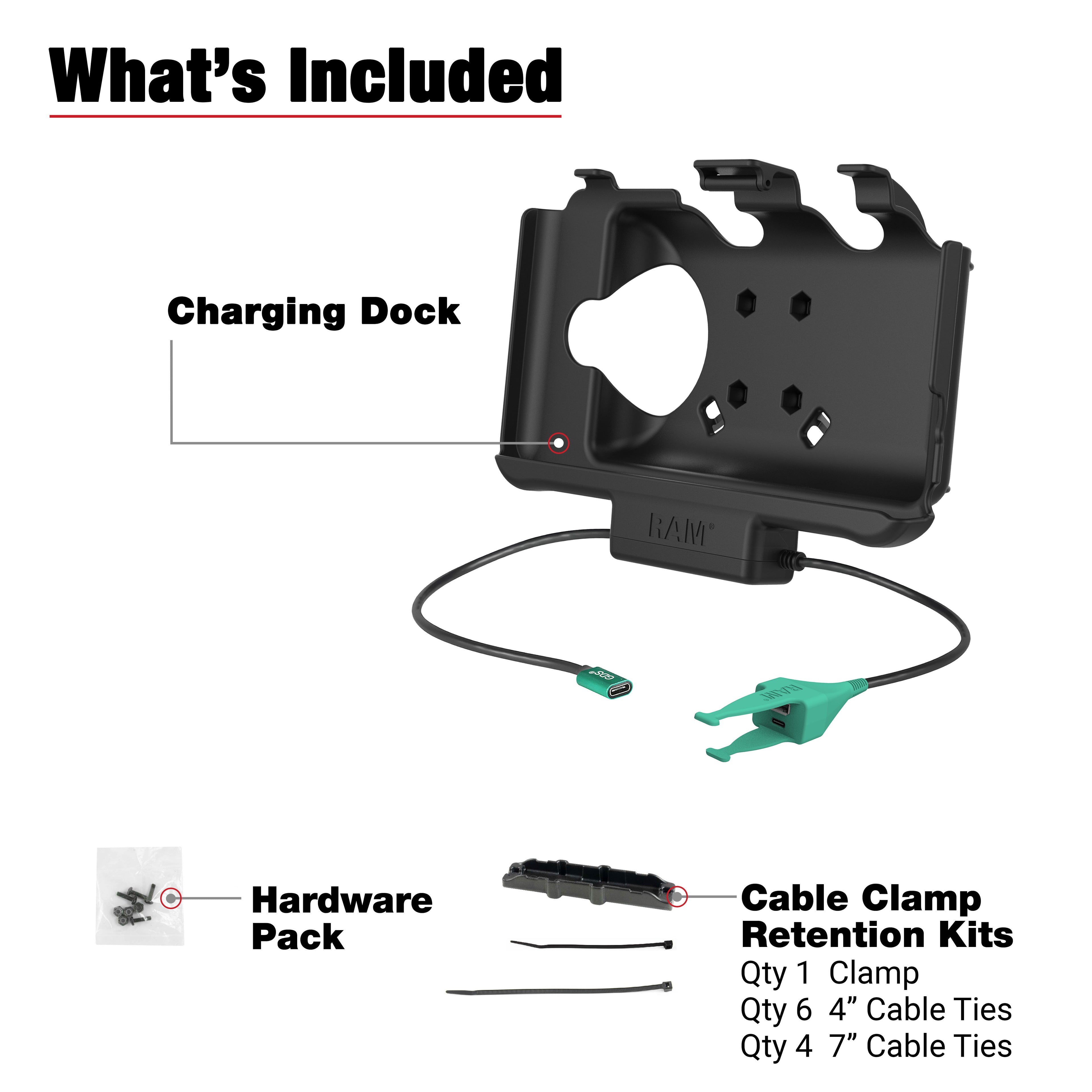RAM USB-C aangedreven dock + USB-C & USB-A gegevens voor Samsung Tab Active5 & 3 - RAM Mounts RAM-HOL-SAM60CP-CAU afbeelding 5
