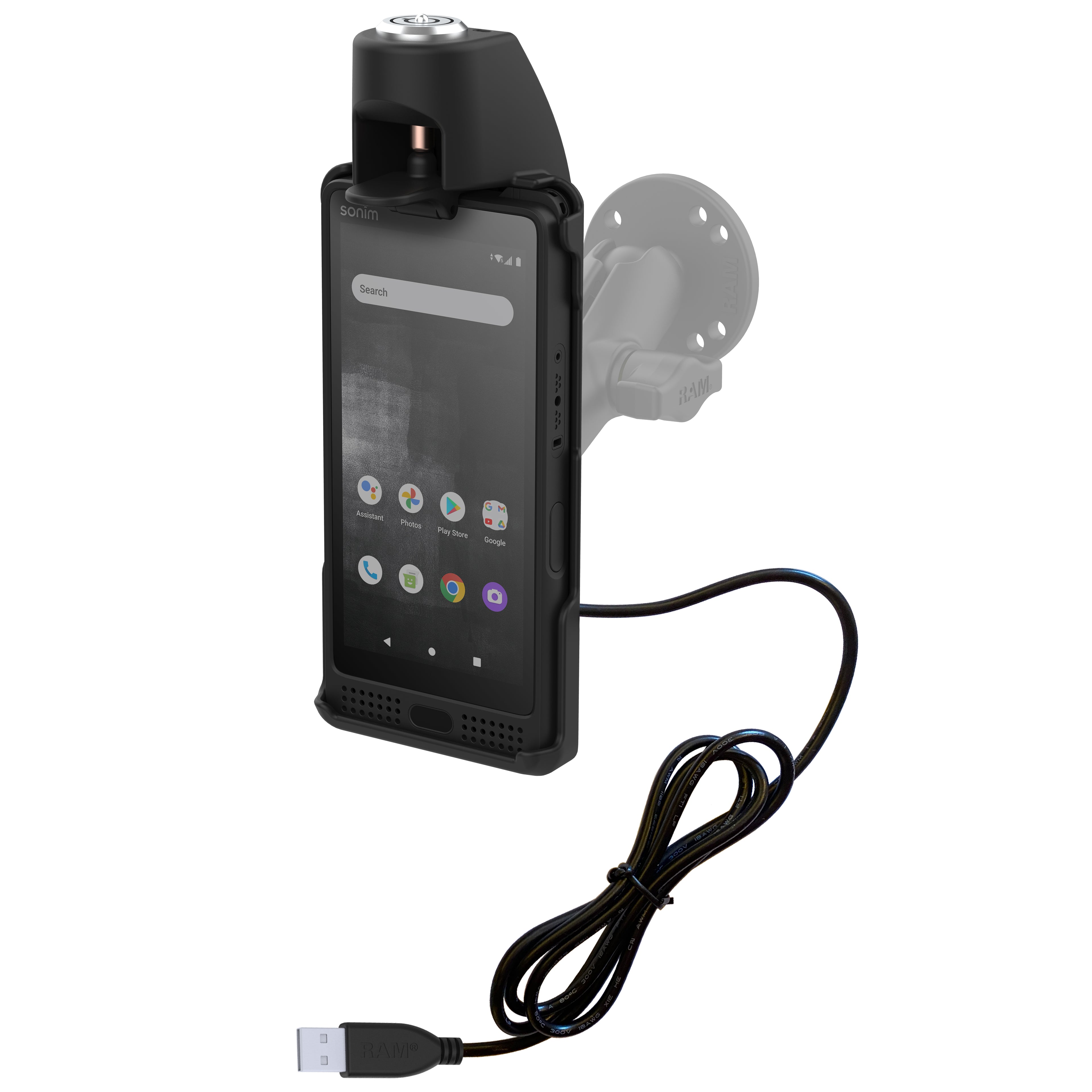 RAM EZ-Roll'r™ Oplaadbaar, vergrendelbaar dock voor Sonim XP10 - RAM Mounts RAM-HOL-SNM4PLU afbeelding 1