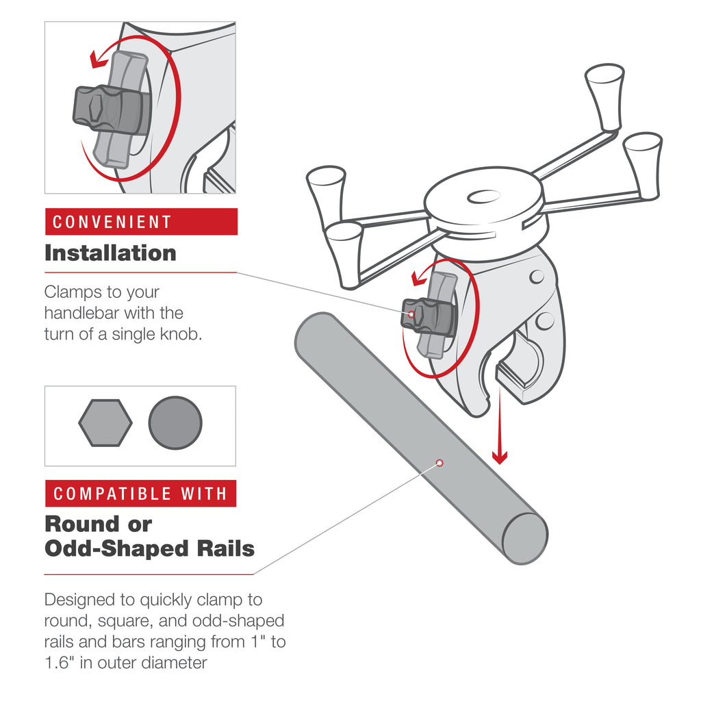 RAM X-Grip® Grote Telefoonhouder met Low-Profile Medium Tough-Claw™ - RAM Mounts RAM-HOL-UN10-404-2U afbeelding 4