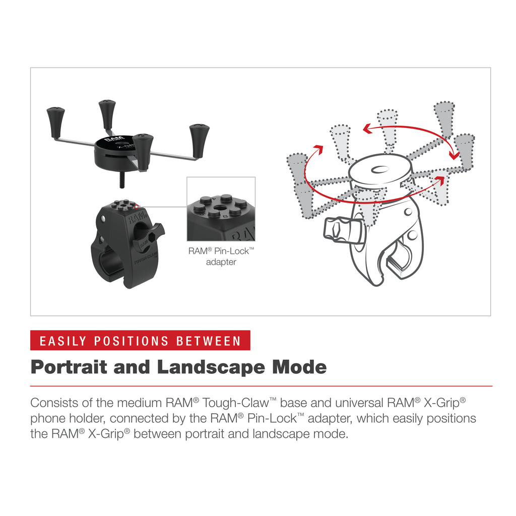 RAM X-Grip® Grote Telefoonhouder met Low-Profile Medium Tough-Claw™ - RAM Mounts RAM-HOL-UN10-404-2U afbeelding 5