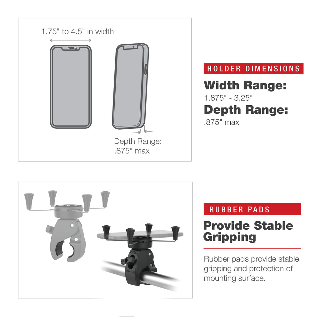 RAM X-Grip® Grote Telefoonhouder met Low-Profile Medium Tough-Claw™ - RAM Mounts RAM-HOL-UN10-404-2U afbeelding 6