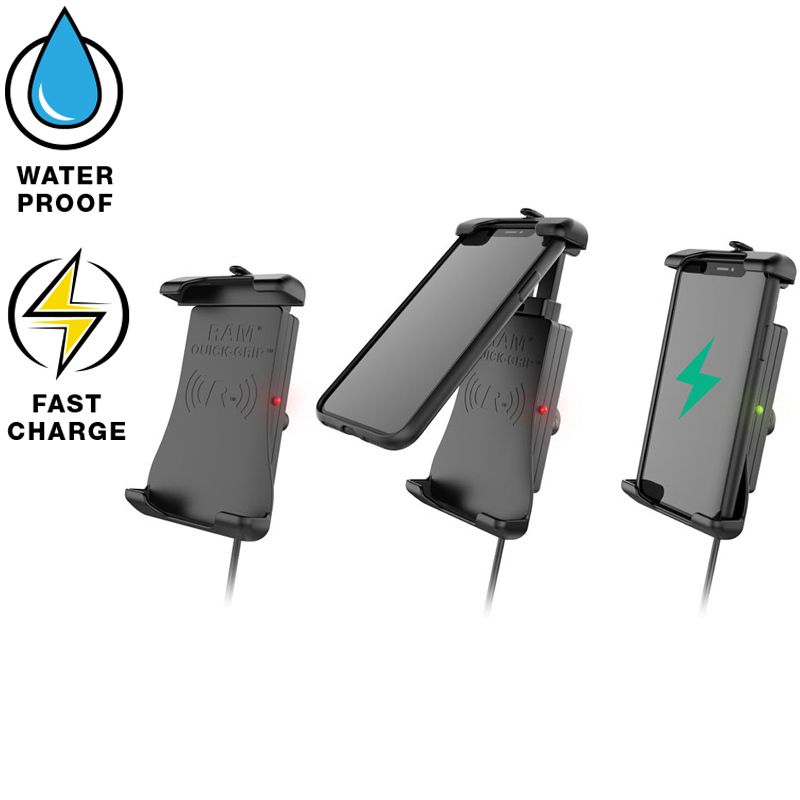 RAM Quick-Grip™ 15W Waterdichte Draadloze Oplaadhouder met Oplader - RAM Mounts RAM-HOL-UN14WB-V7M-1 afbeelding 2
