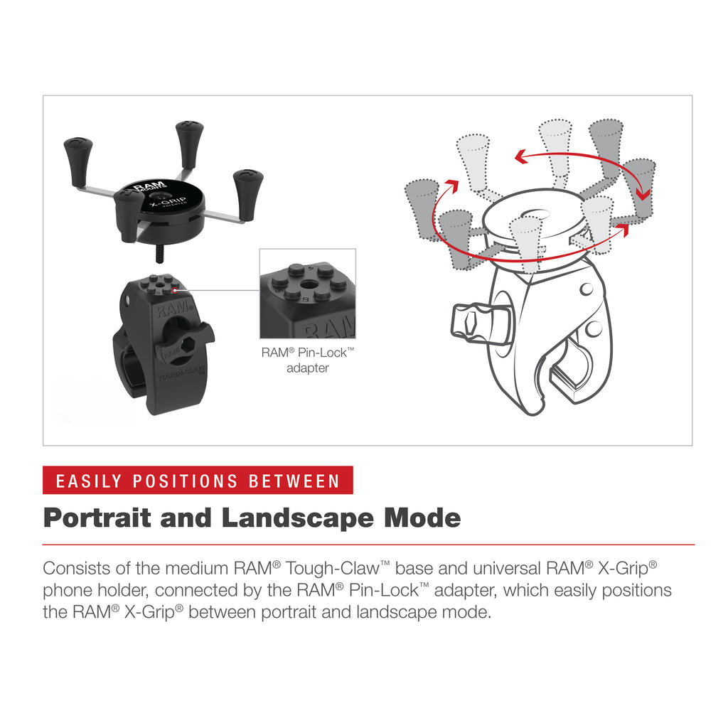 RAM X-Grip® Telefoonhouder met Low-Profile Medium Tough-Claw™ - RAM Mounts RAM-HOL-UN7-404-2U afbeelding 5