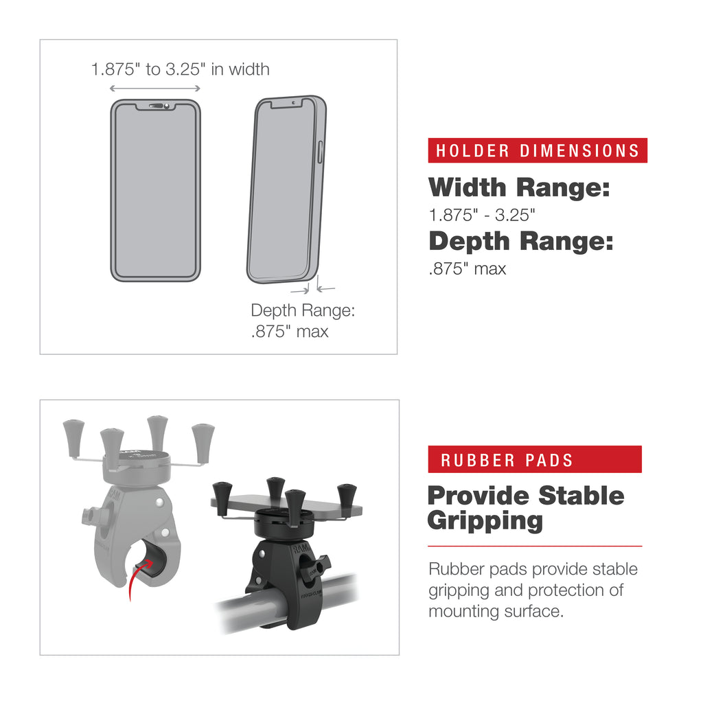 RAM X-Grip® Telefoonhouder met Low-Profile Medium Tough-Claw™ - RAM Mounts RAM-HOL-UN7-404-2U afbeelding 6